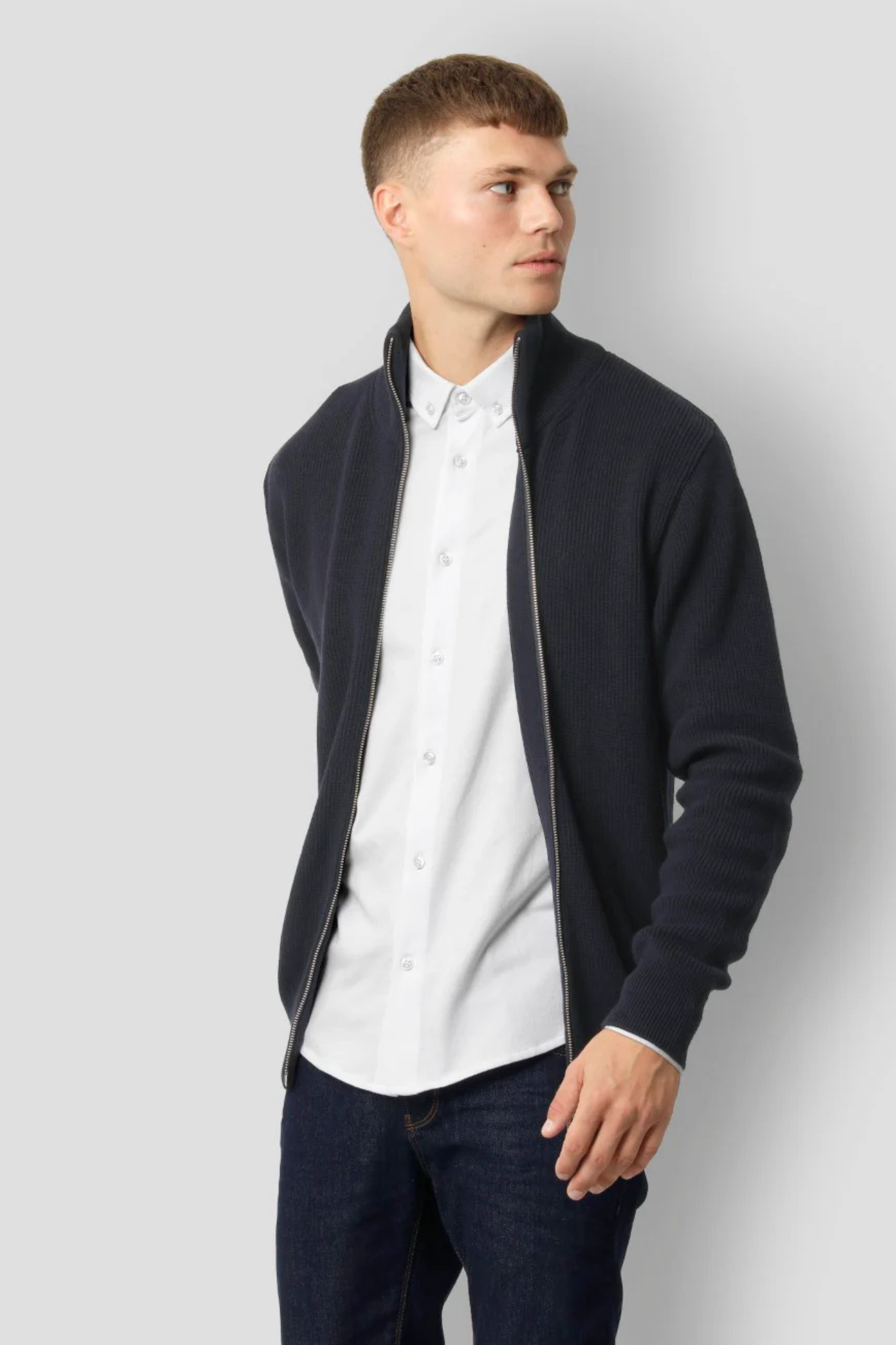 MARIO - ZIP KNIT - DARK NAVY