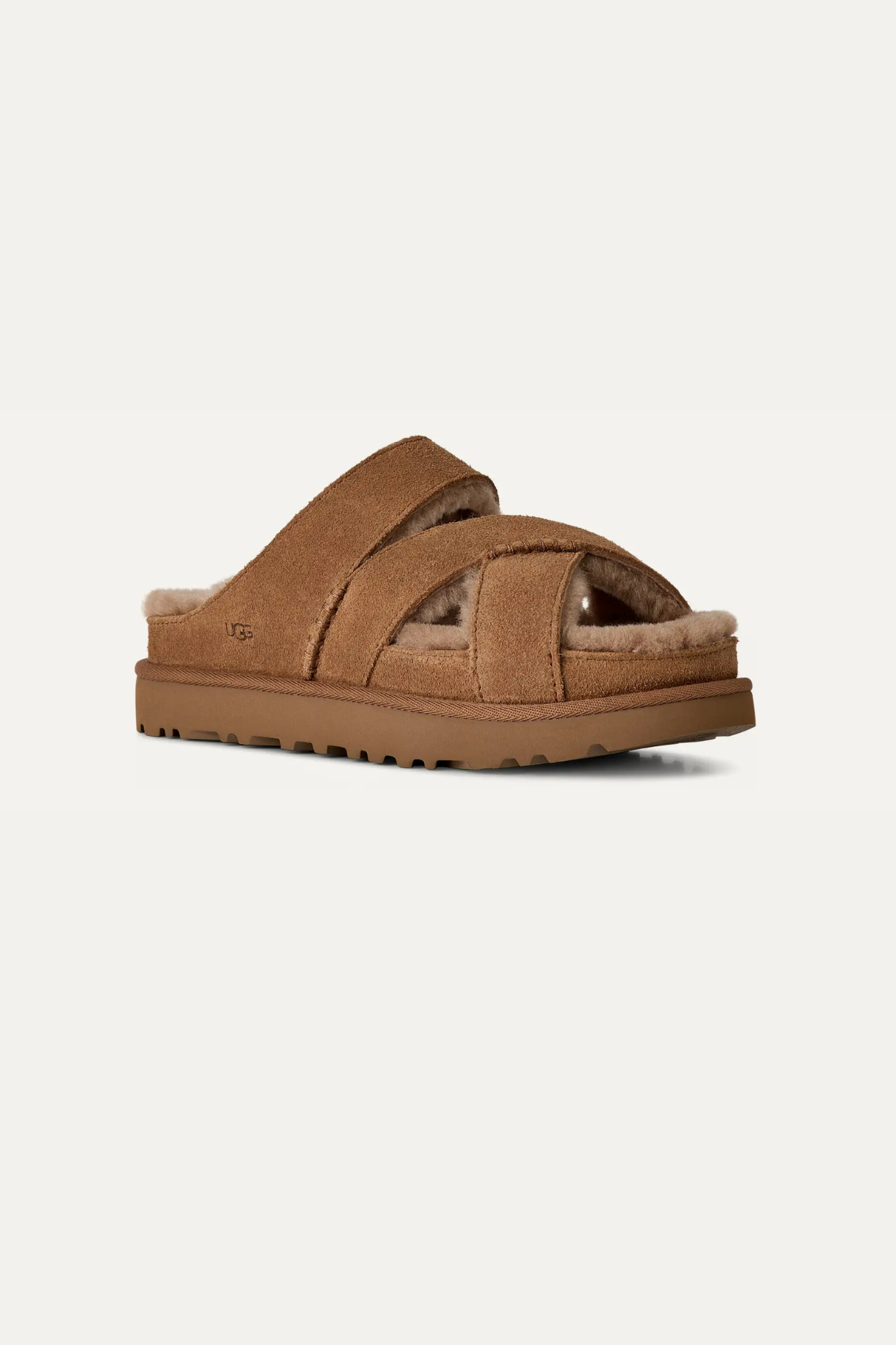 GREENPORT CROSS STRAP SLIDE WOMEN SHOES - CHESTNUT