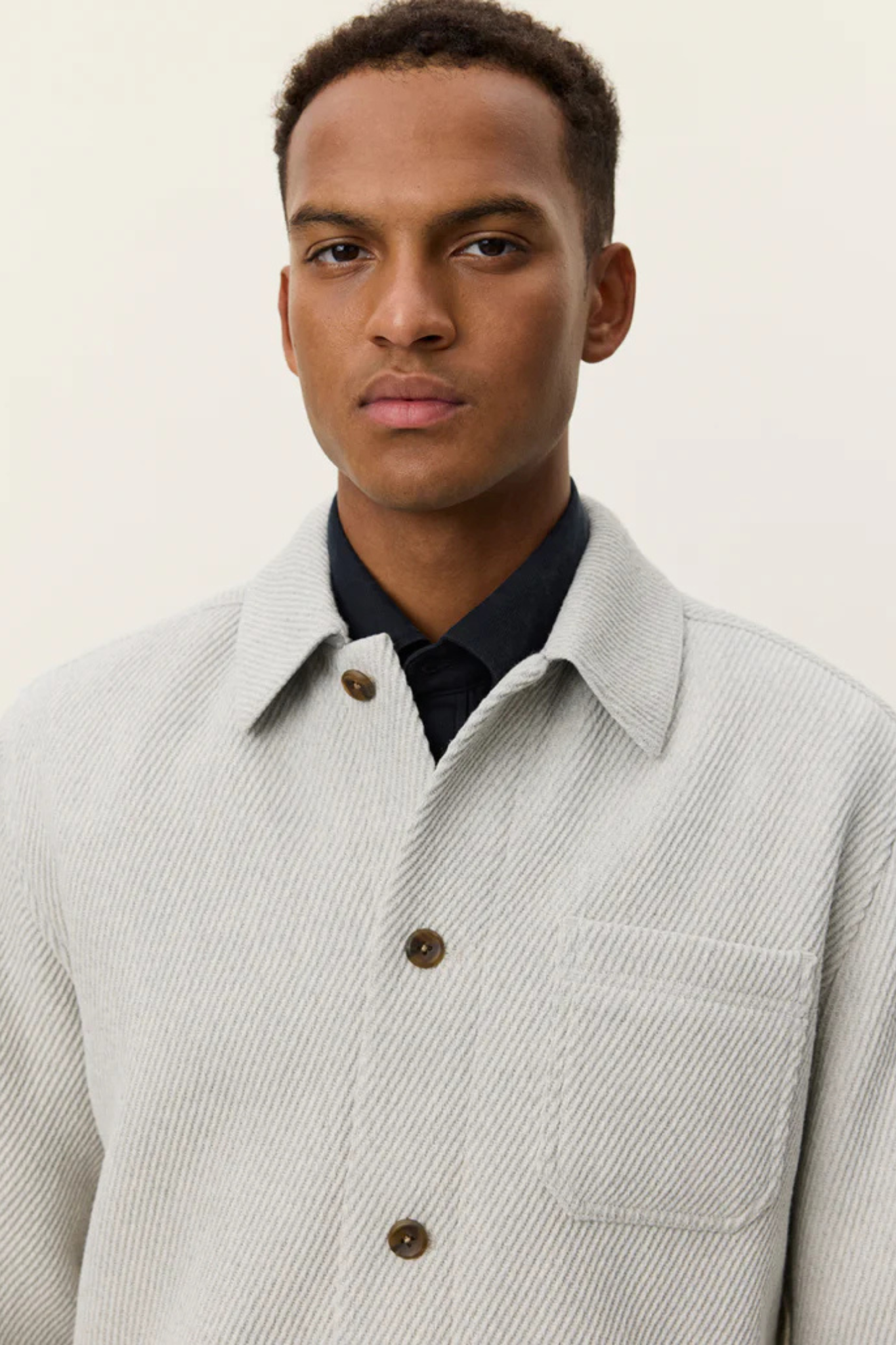 HAMILTON TWILL WOOL OVERSHIRT - SNOW MELANGE