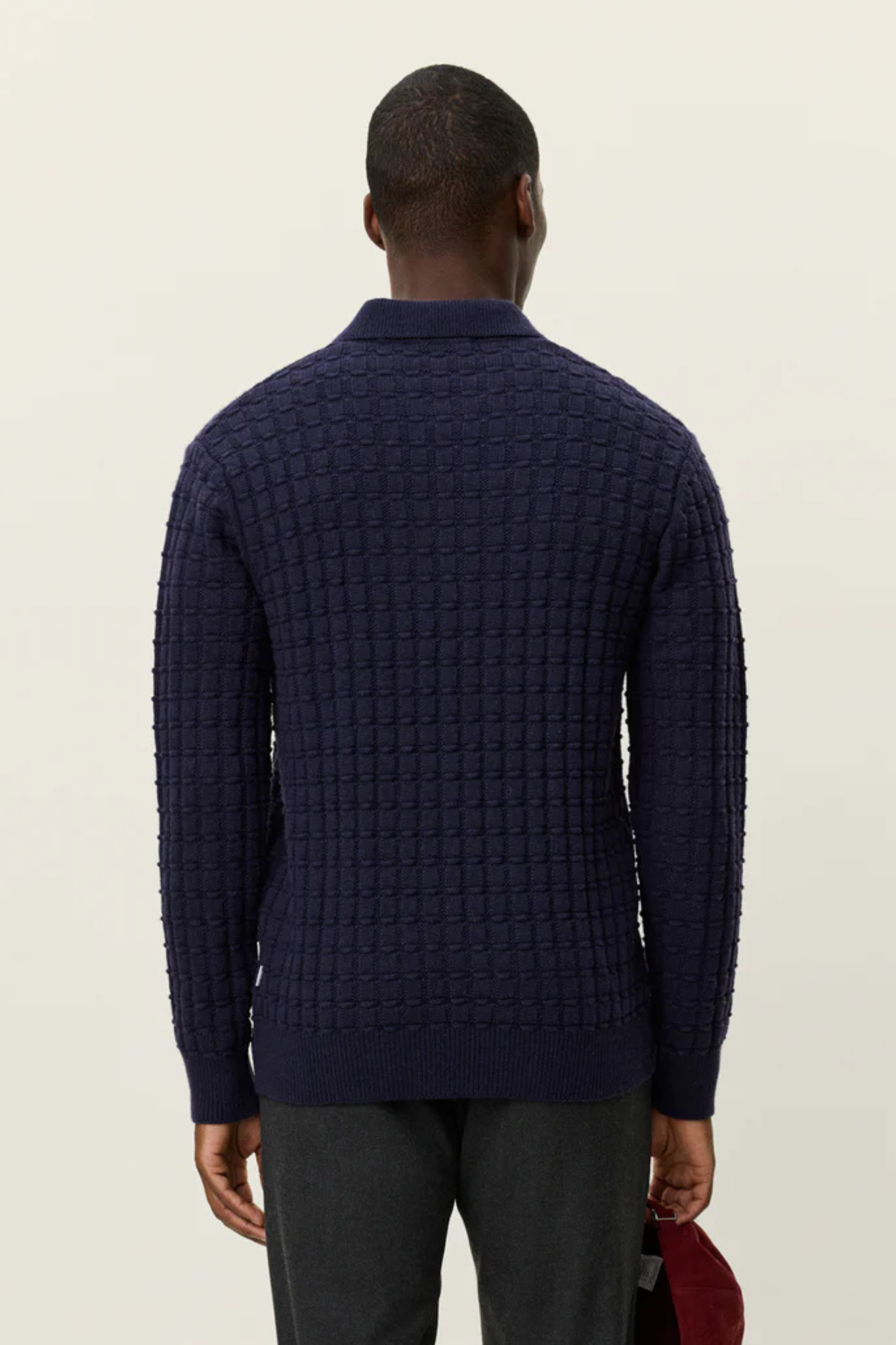 GUSTAV SQUARED STRUCTURE POLO KNIT - DARK NAVY