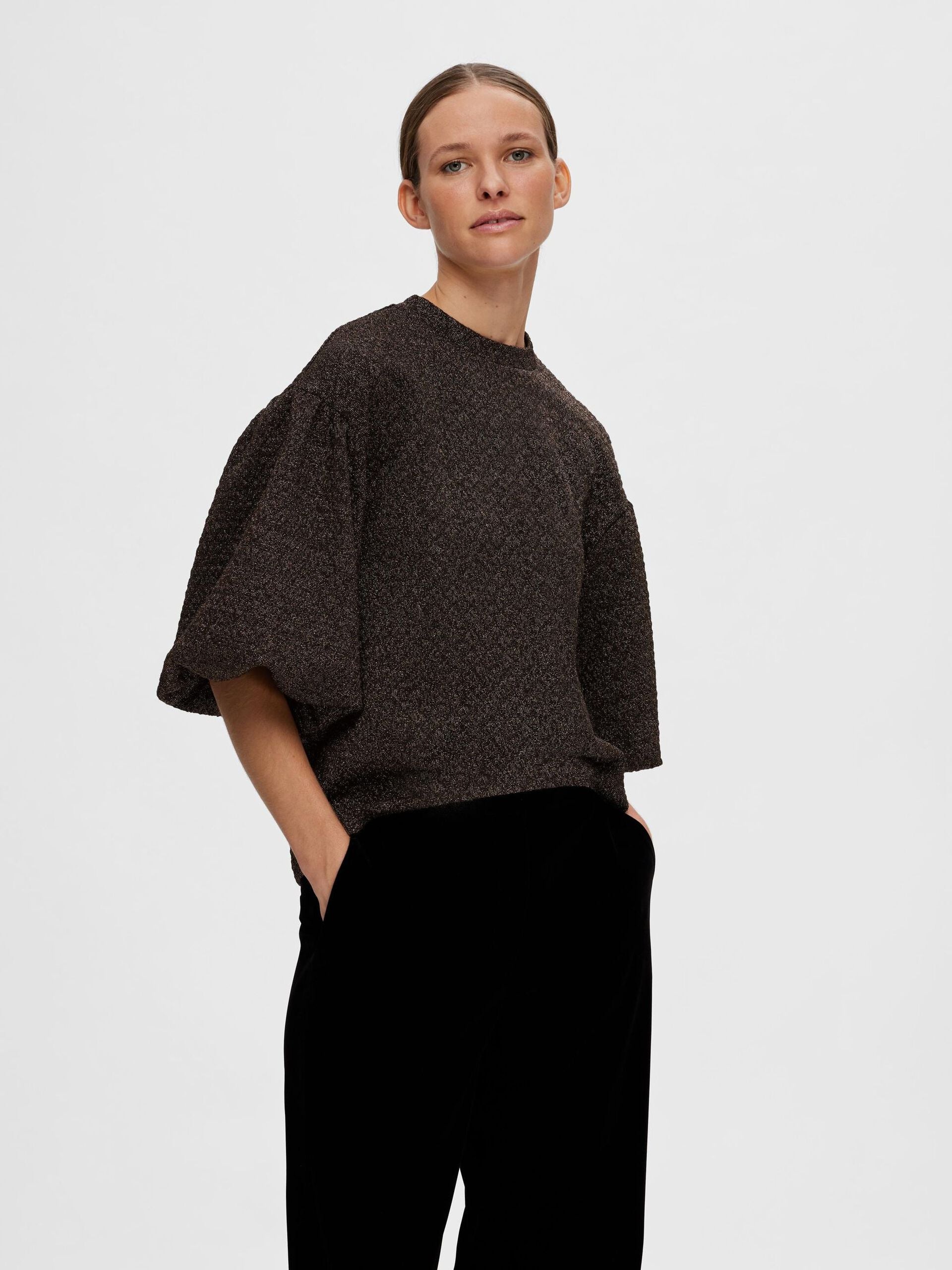 SLFAGNETHE 2/4 O-NECK JAQ TOP