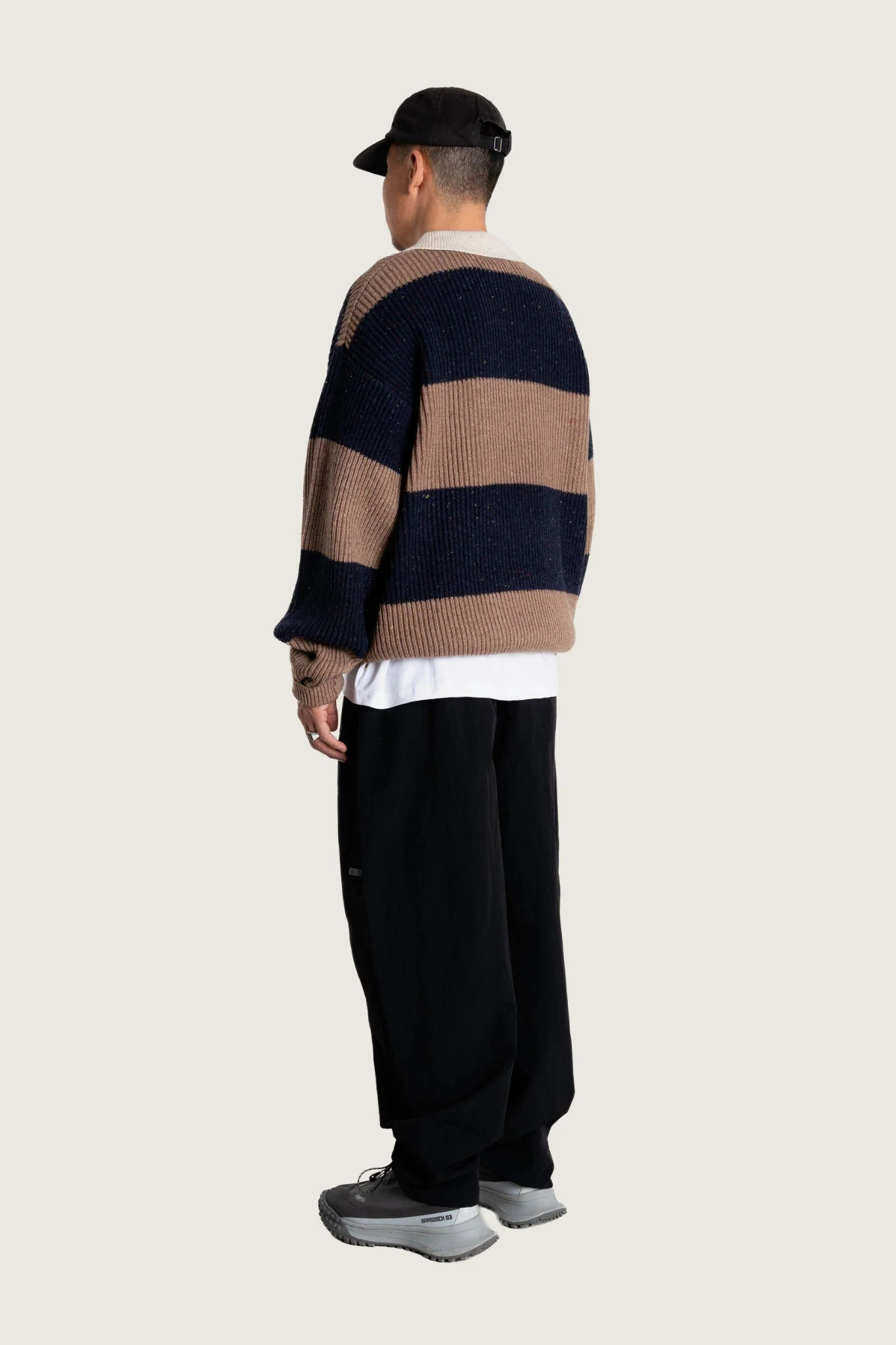 LOTU STRIPED POLO SWEATER - NAVY STRIPED