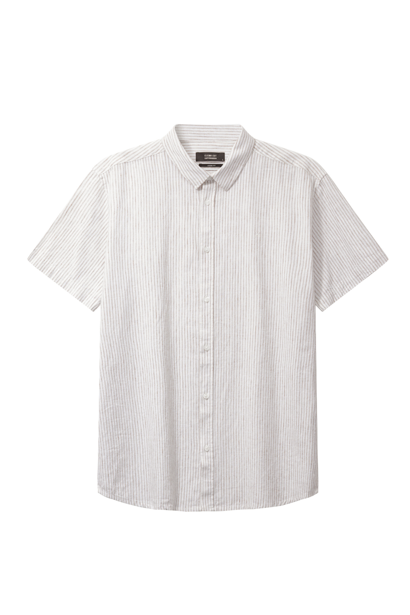 LUCA STRIPED S/S SHIRT - WHITE/SHITAKE