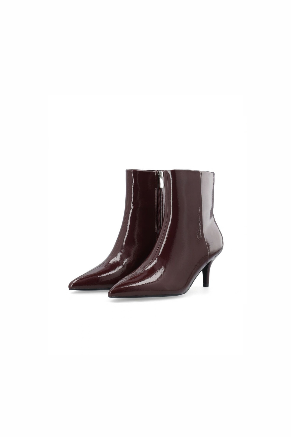TYRA ANKLE ZIP BOOTS - BURGUNDY PATENT