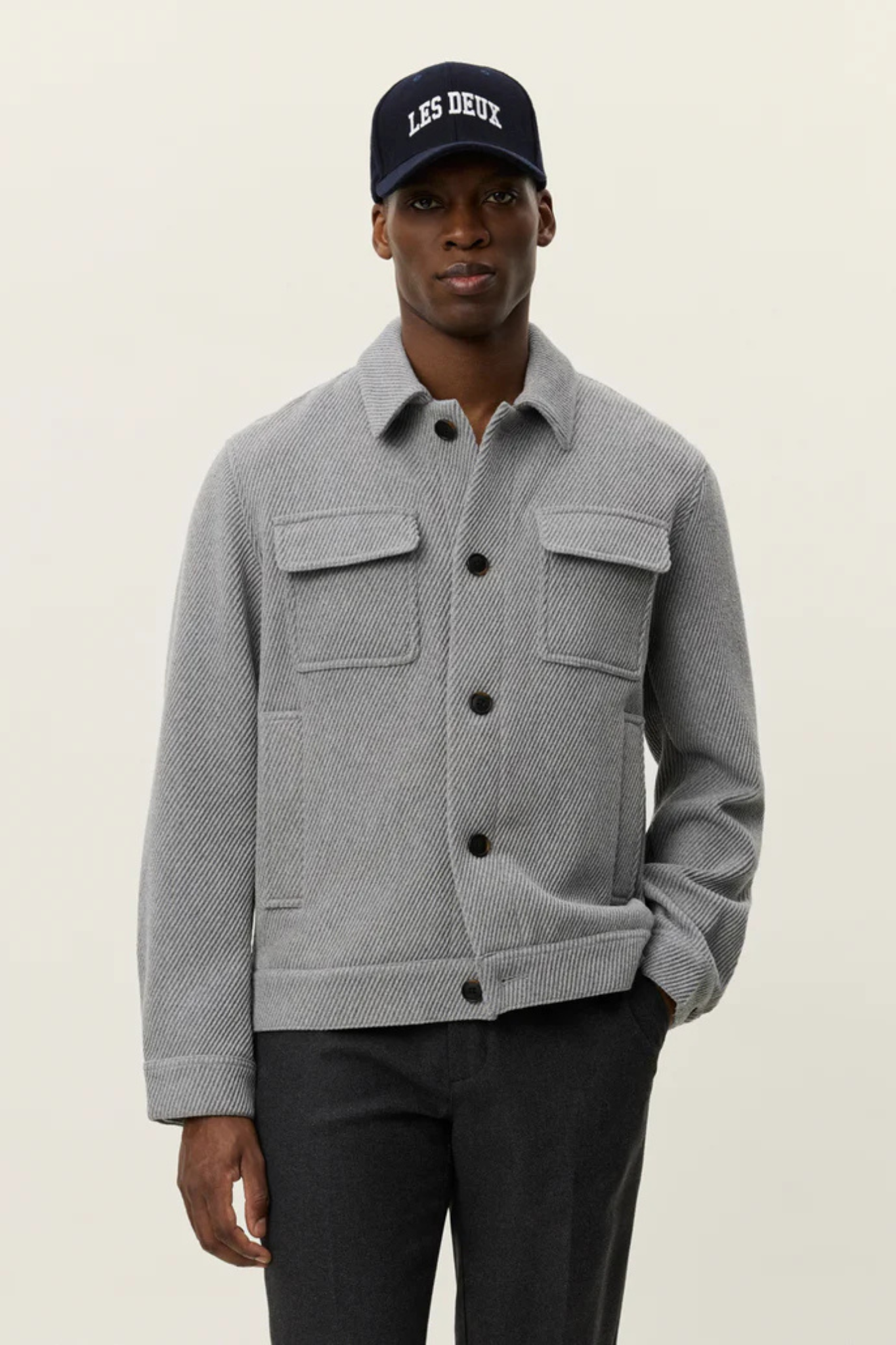 NASH TWILL WOOL JACKET - GREY MELANGE