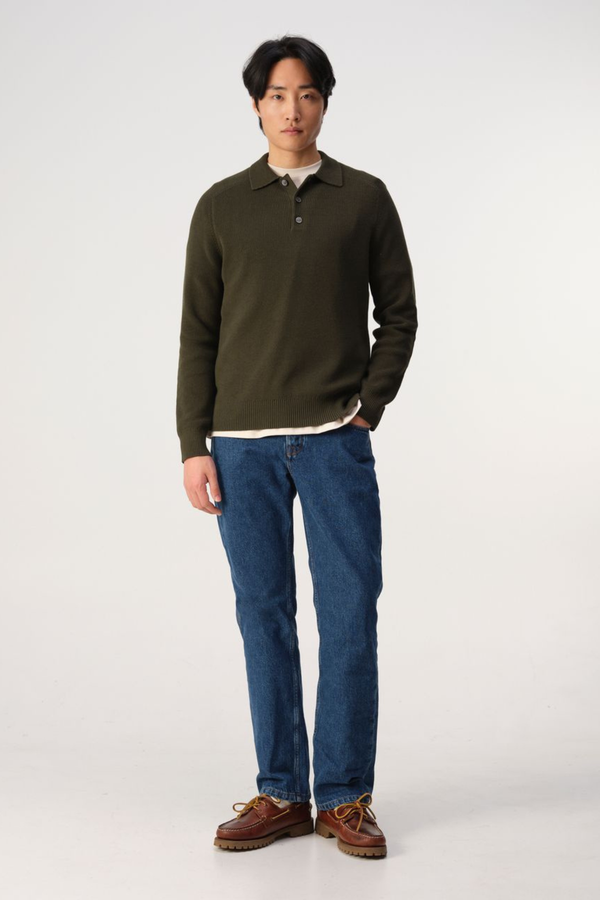 EWALD POLO LONG SLEEVE - DARK GREEN