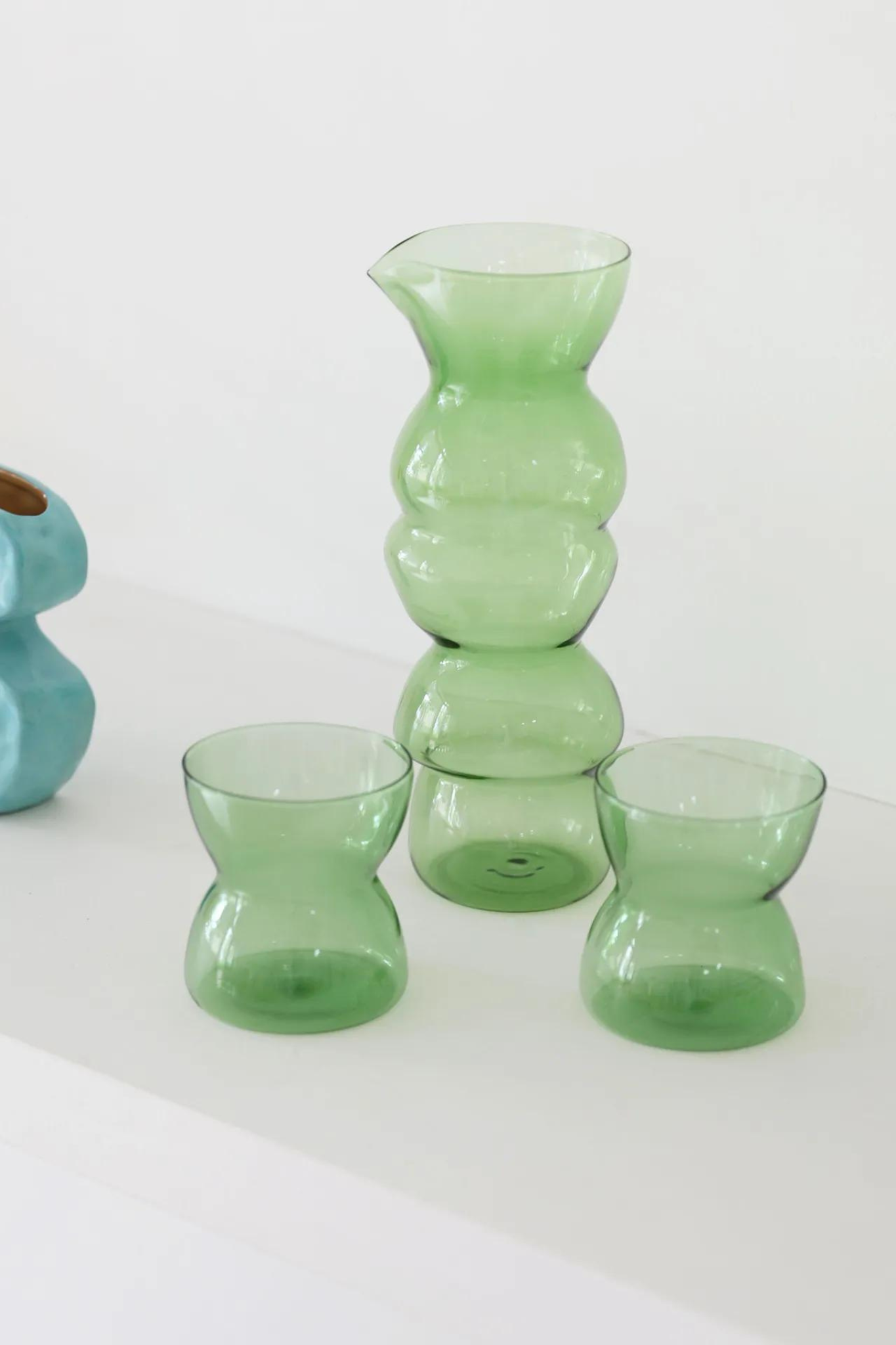 GLASS TOTEM GREEN SET OF 2