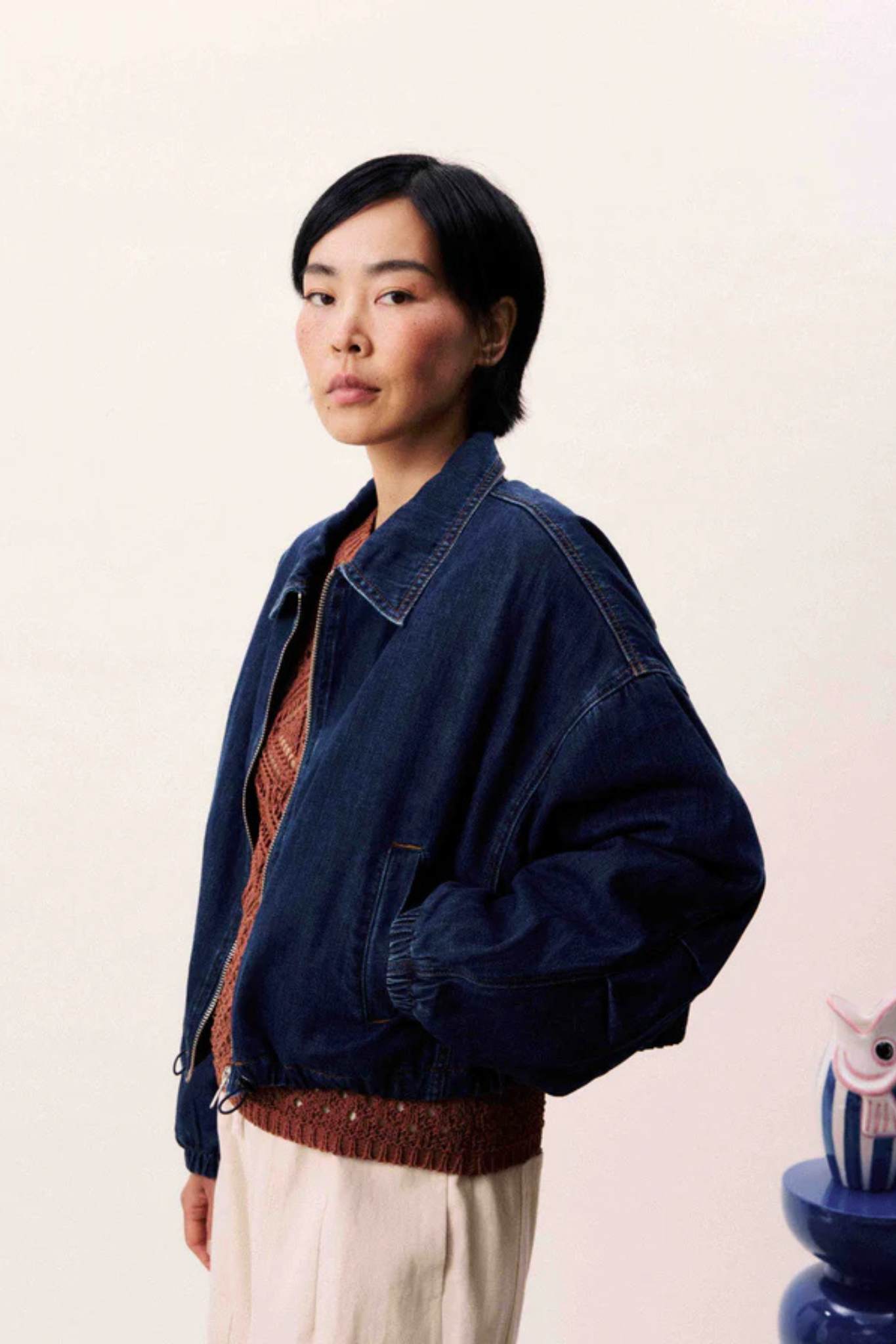 ITACARE BOMBER JACKET - BLUE JEAN