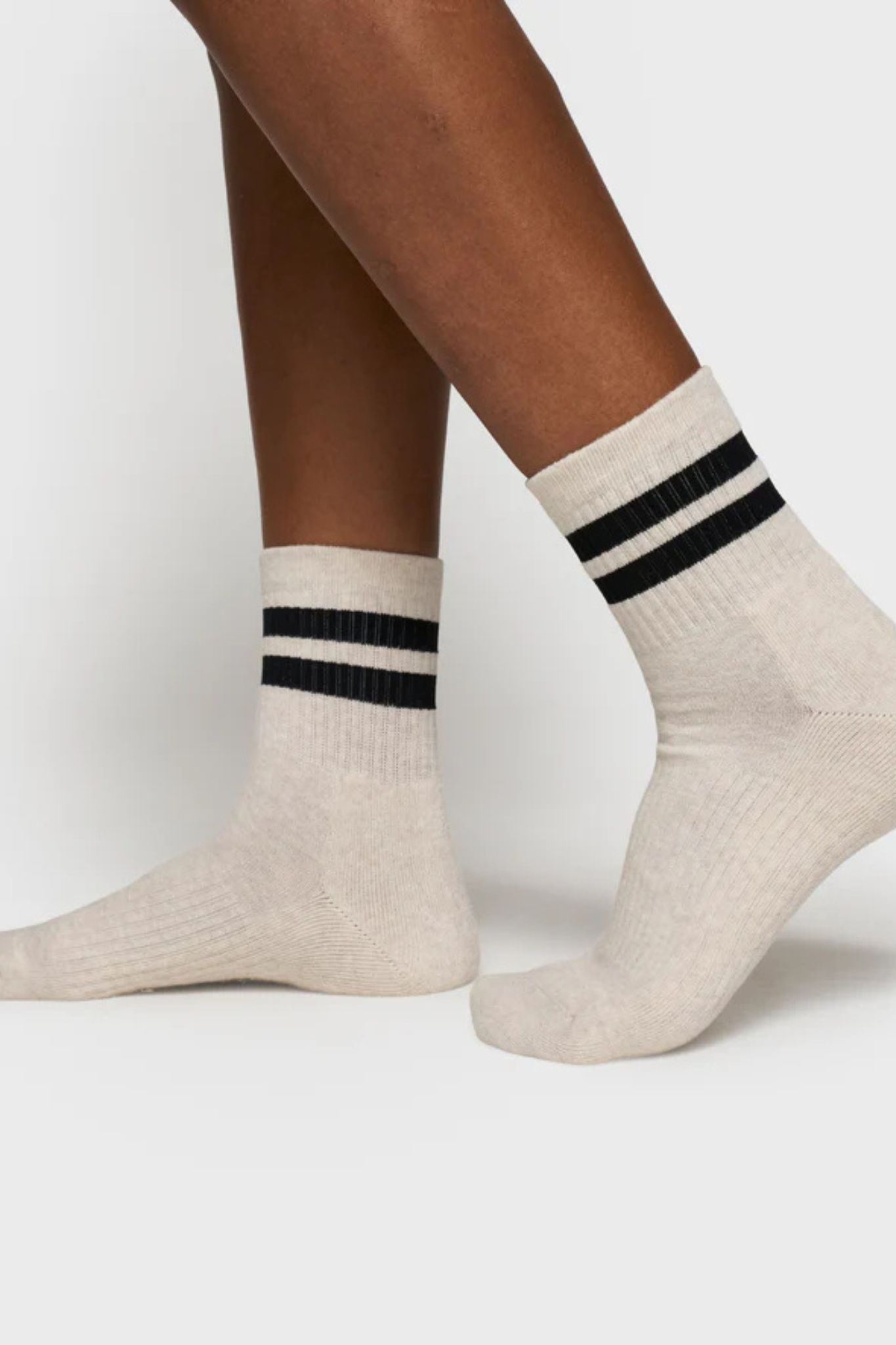 SOCKS 2 STRIPES - SOFT WHITE MELEE
