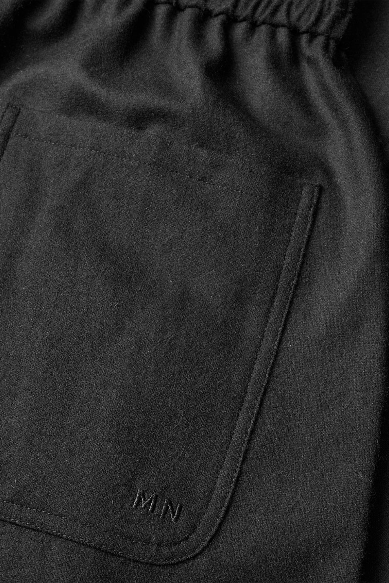 FANCY WOOL DRAWSTRING PANTS - BLACK