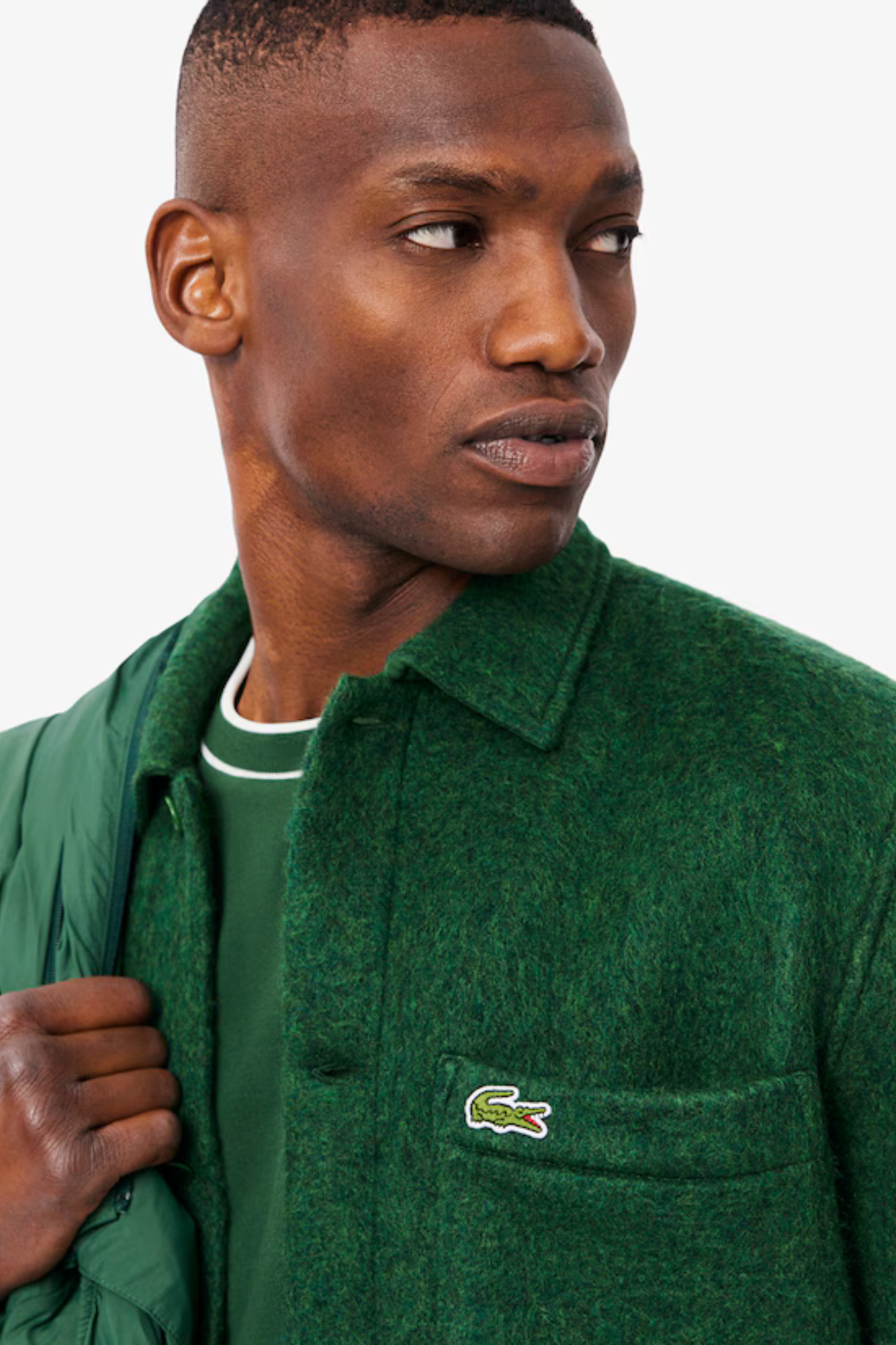 WOOL BLENDED FELT SHIRT - GREEN
