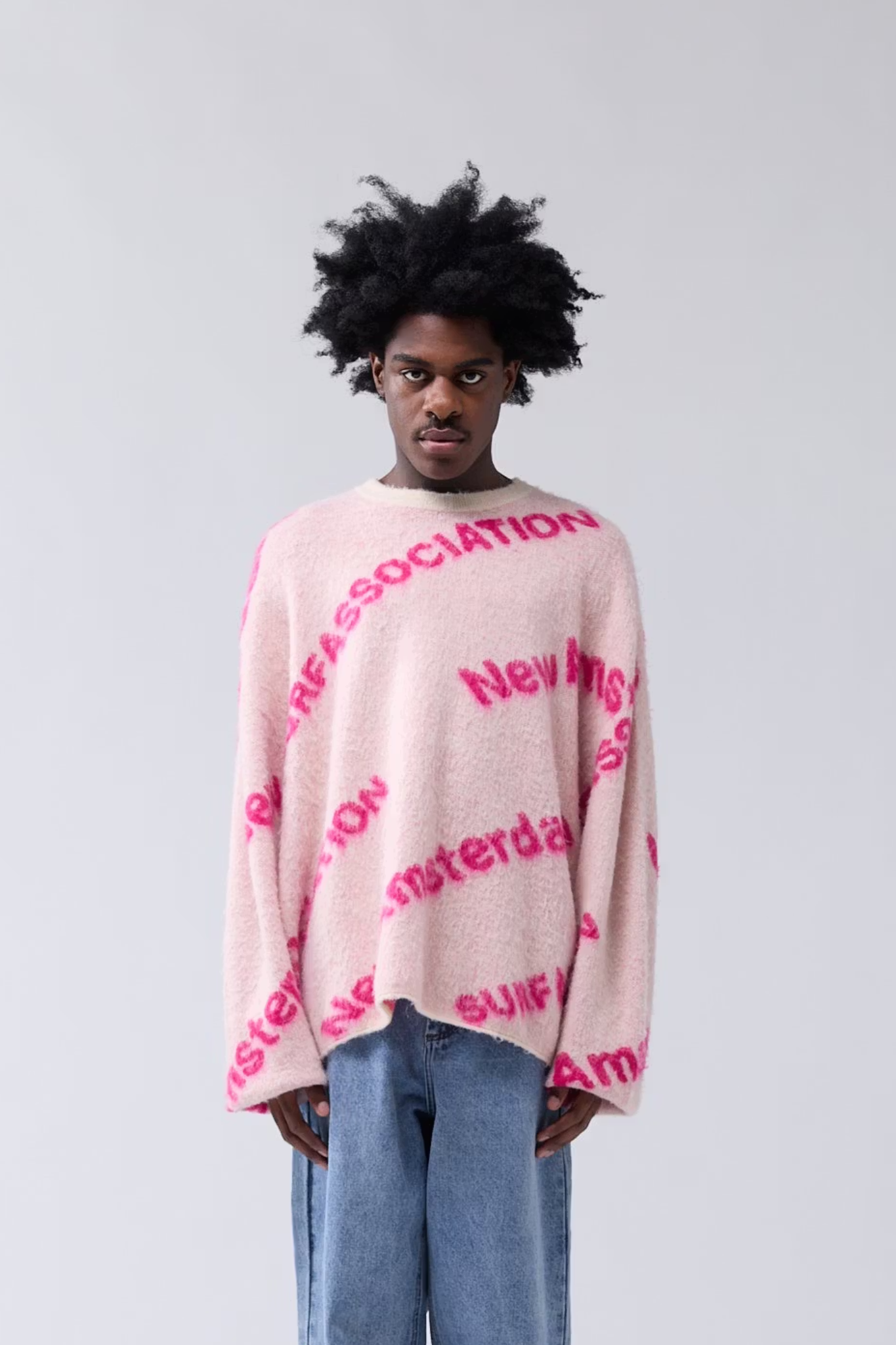 JACQUARD KNIT - ECRU/MAGENTA