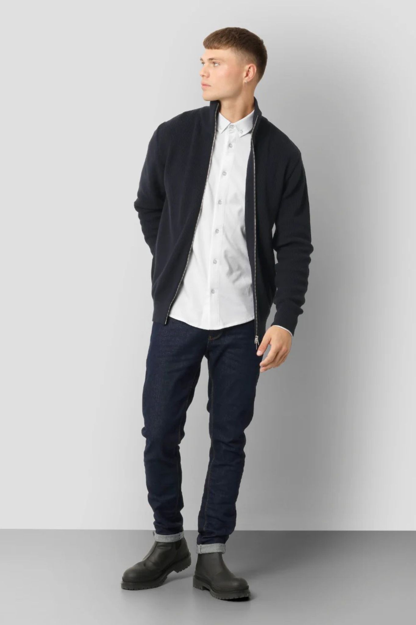 MARIO - ZIP KNIT - DARK NAVY