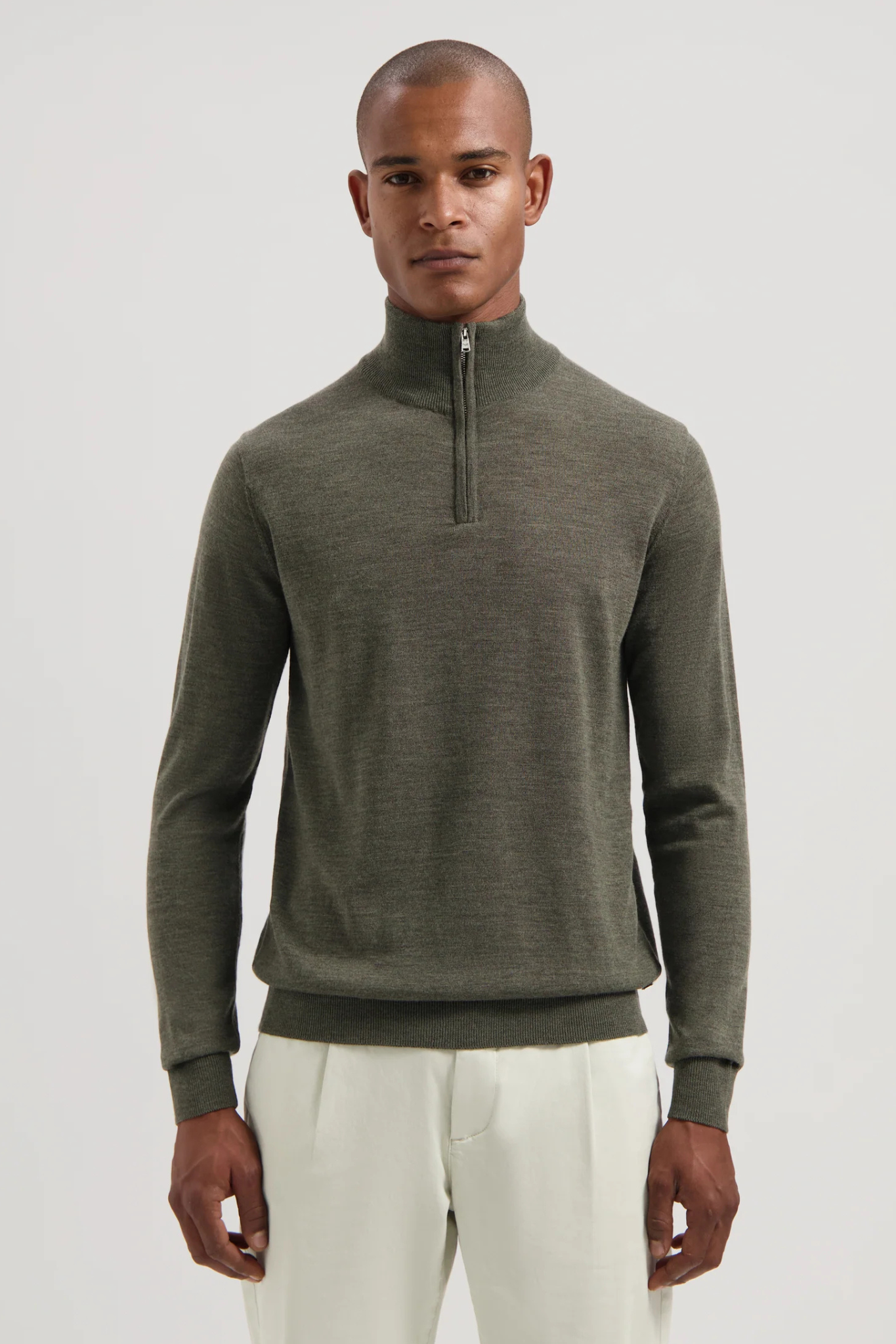 DESTIN SKIPPER HALF ZIP SWEATER - DAR ARMY
