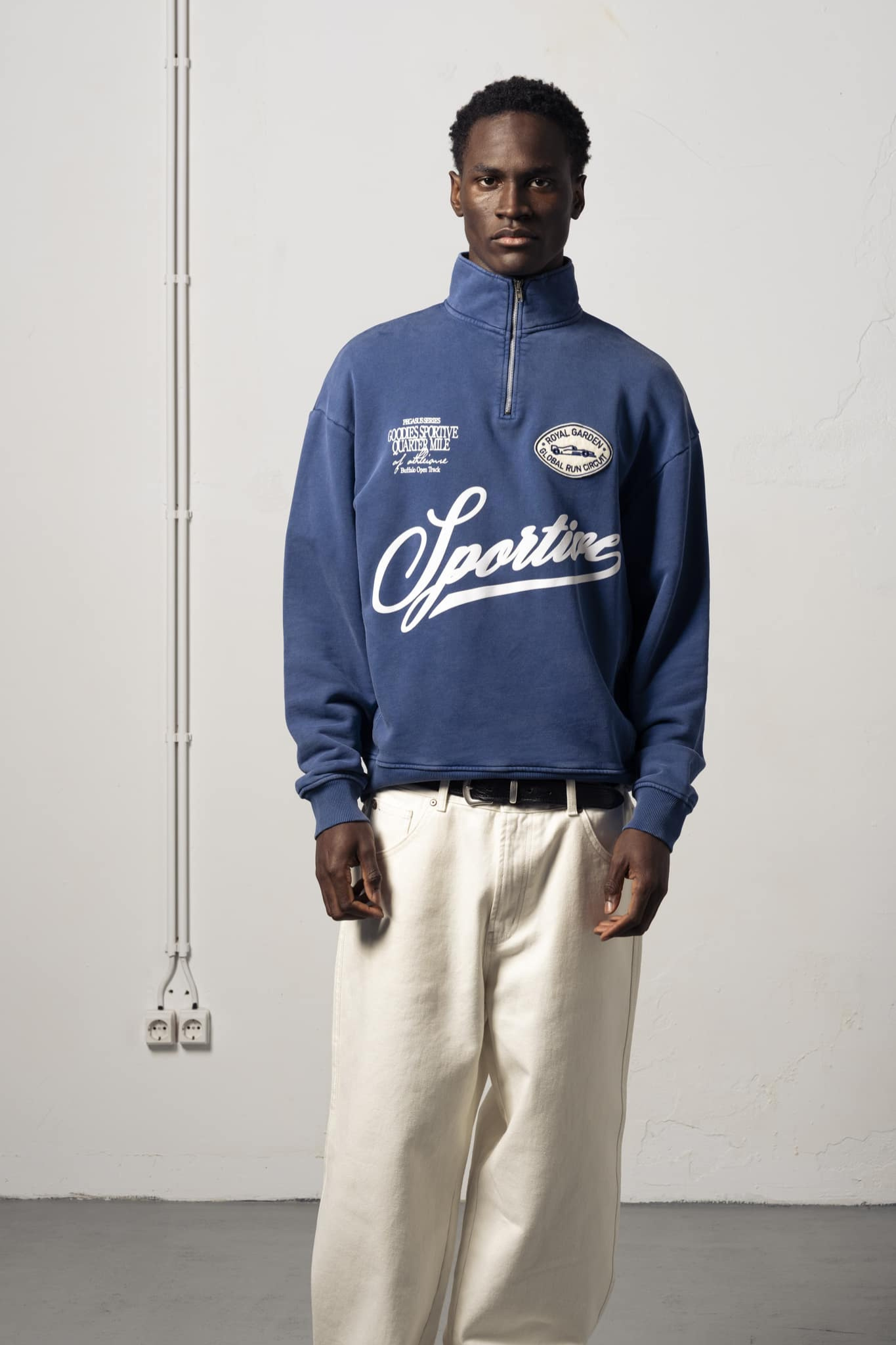 ROYAL GARDEN HALFZIPPER SWEATER - BLUE FADEOUT