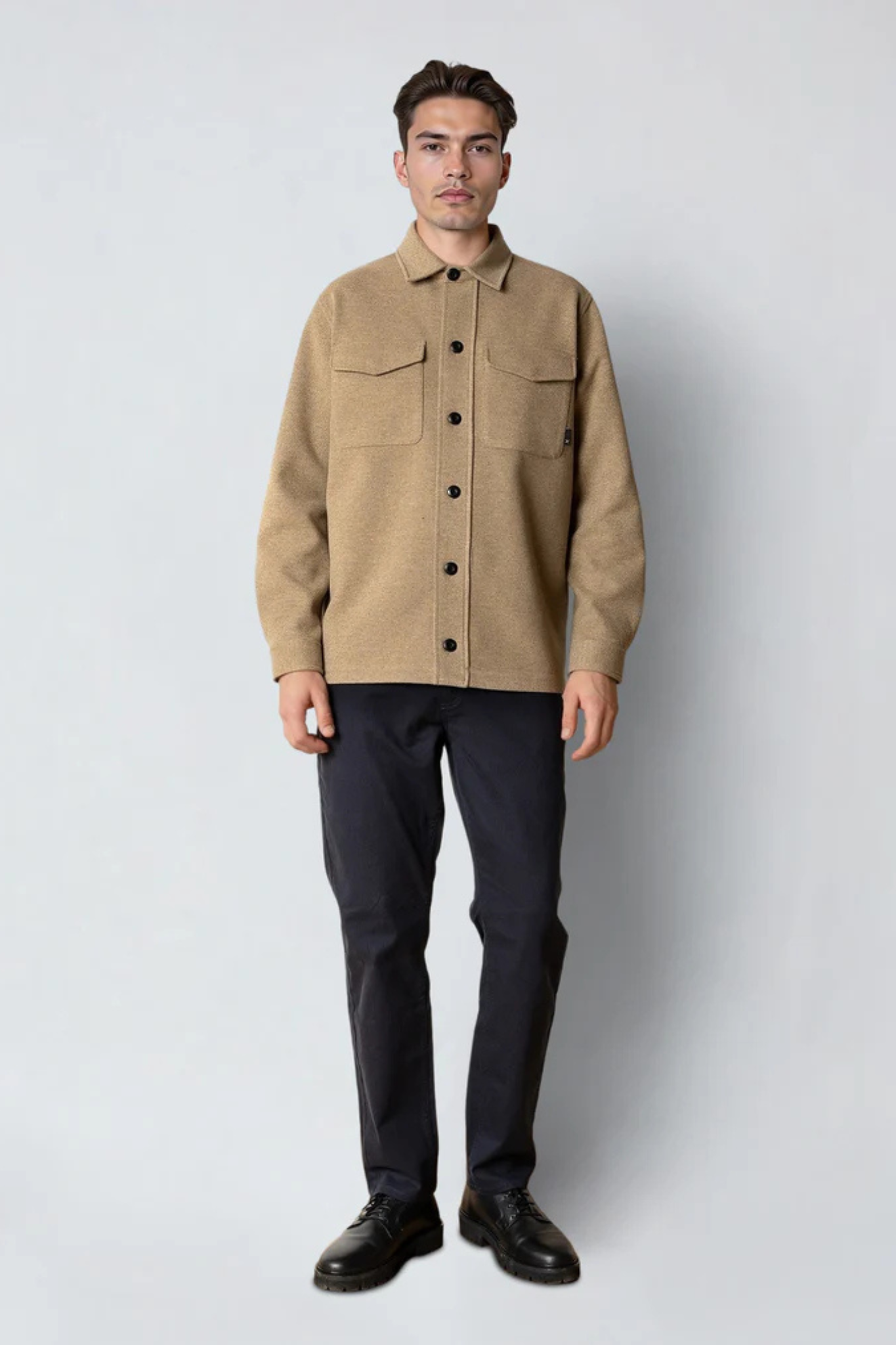 AYDEN OVERSHIRT - BRINDLE BEIGE MELANGE