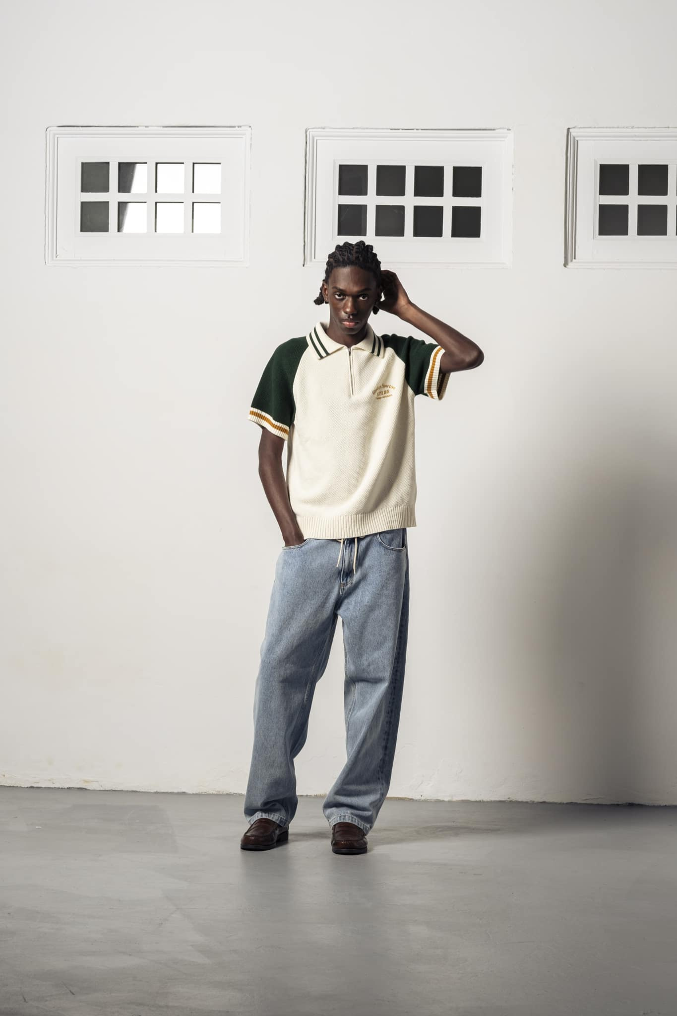 BIKER PREMIUM KNIT - GREEN/ECRU