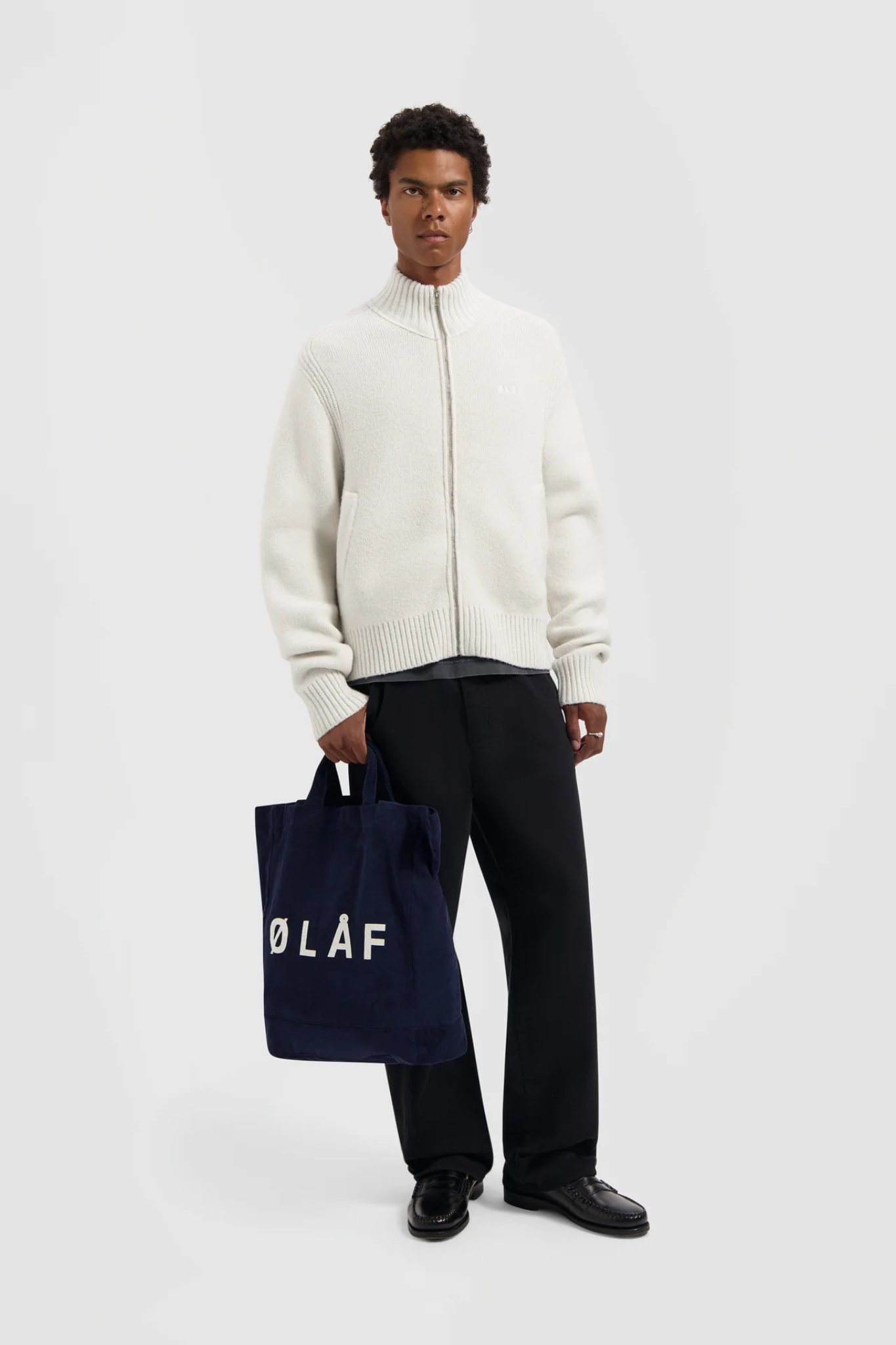 ZIP KNITTED MOCK NECK - OFF WHITE