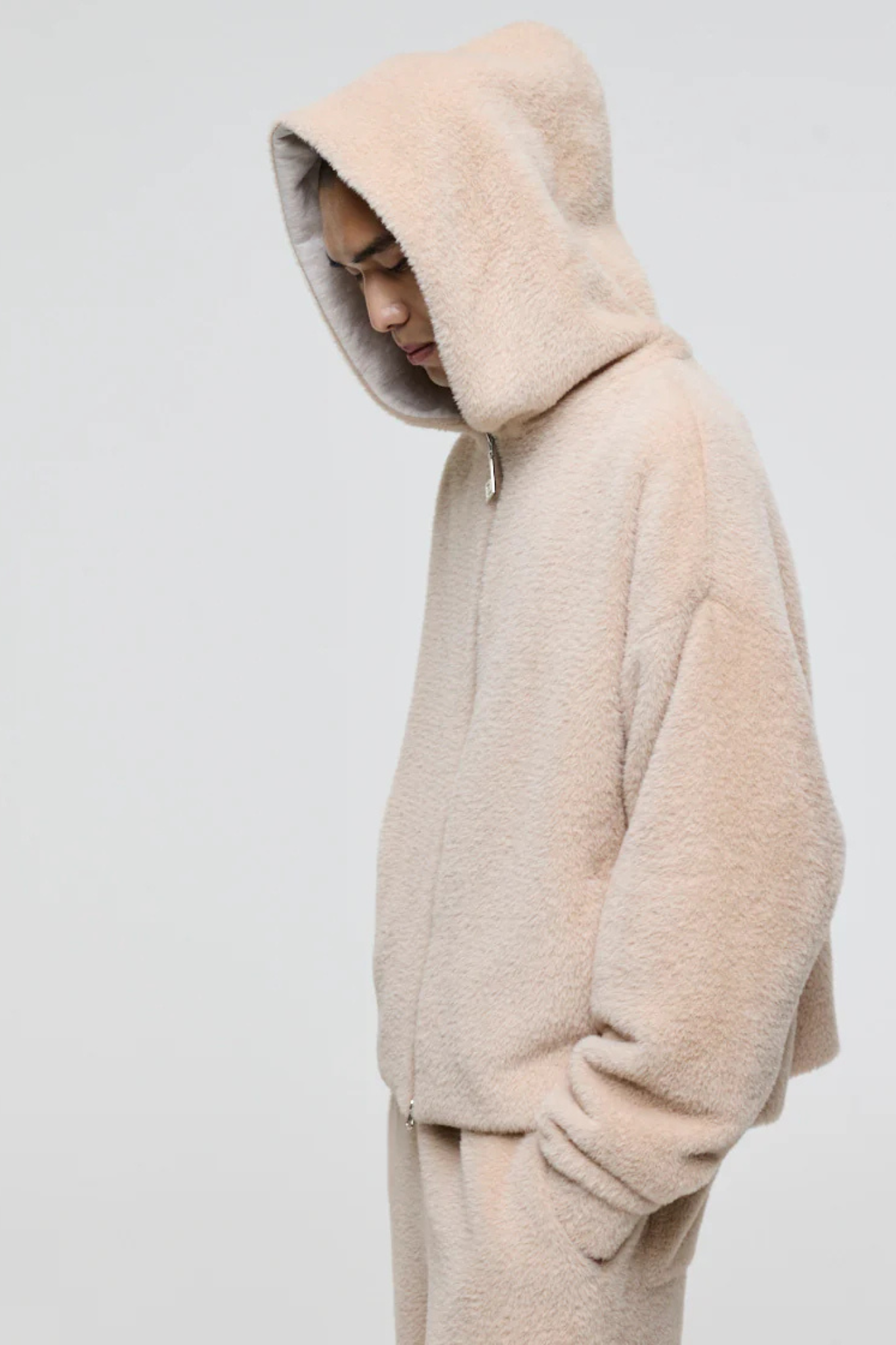 MERINO ZIP HOODIE - BEIGE