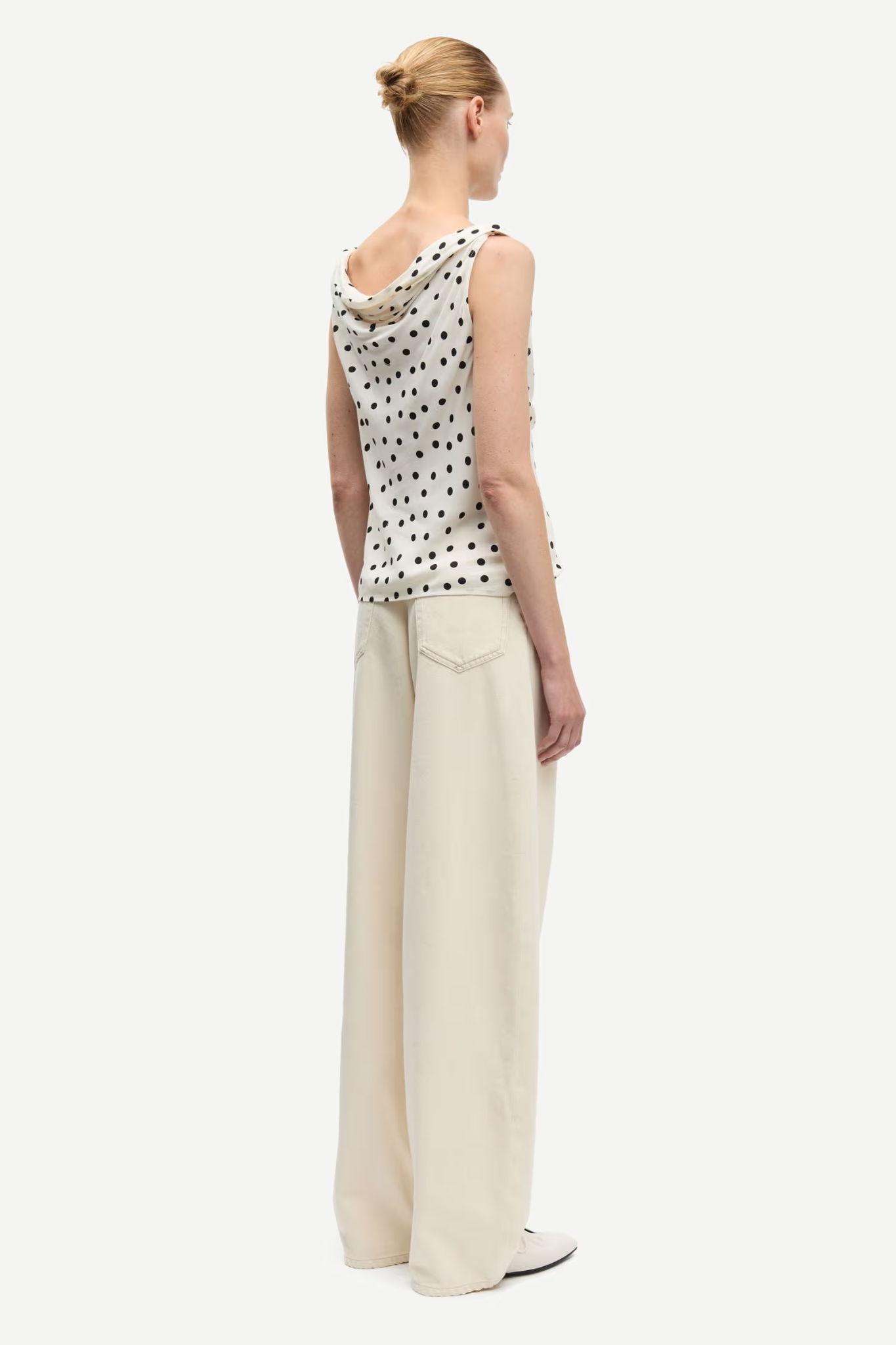 POPPY TOP - DRIFTING DOTS EGRET