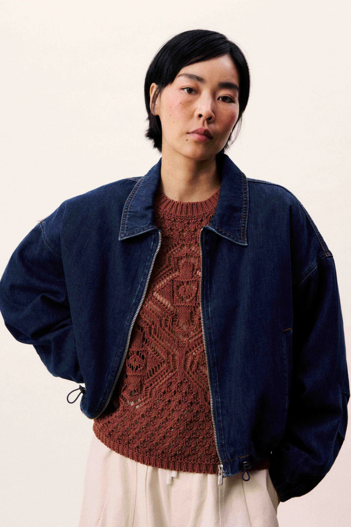 ITACARE BOMBER JACKET - BLUE JEAN