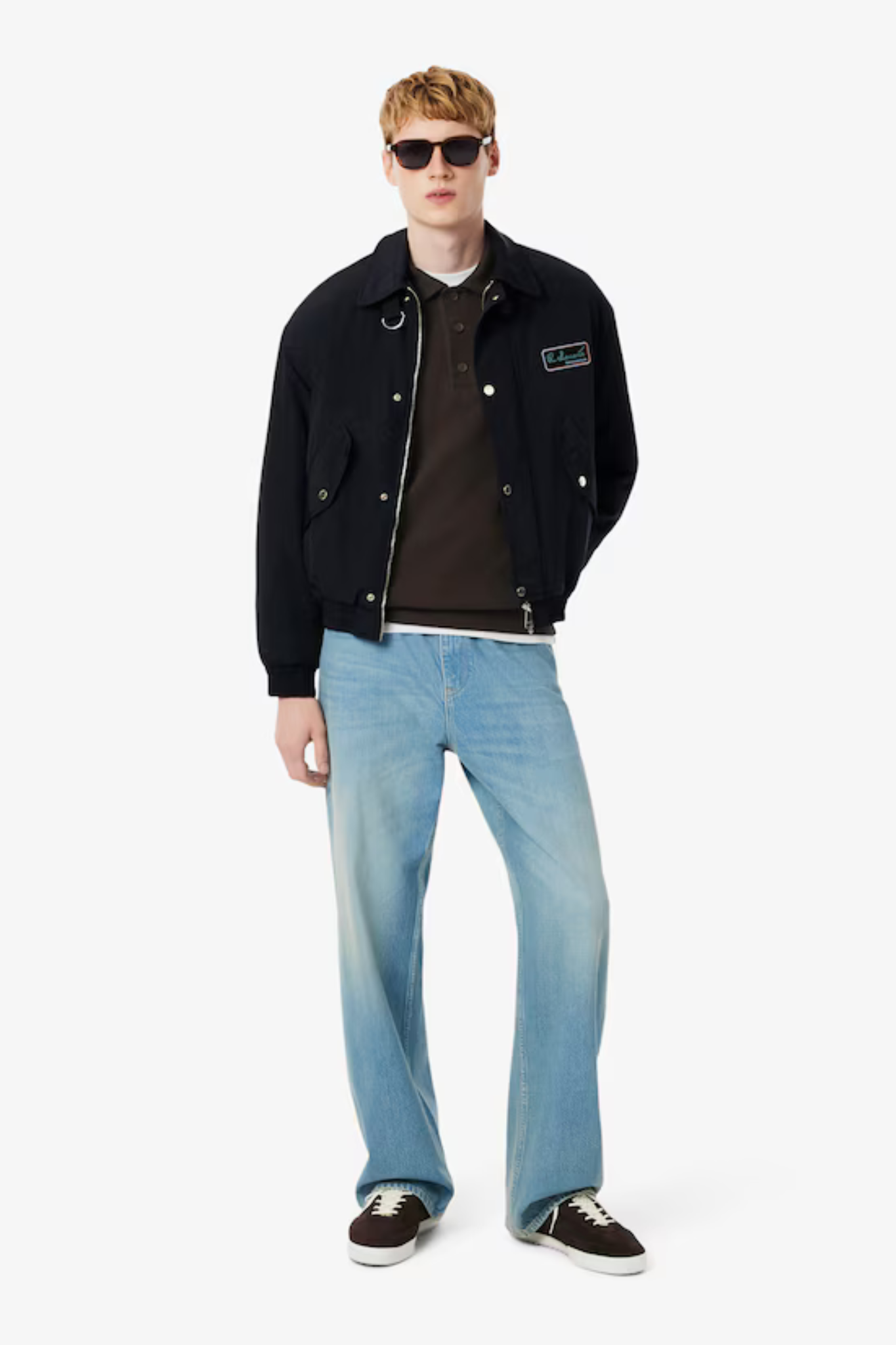 RIBBED WITH POLO COLLAR SWEATSHIRT - BROWN