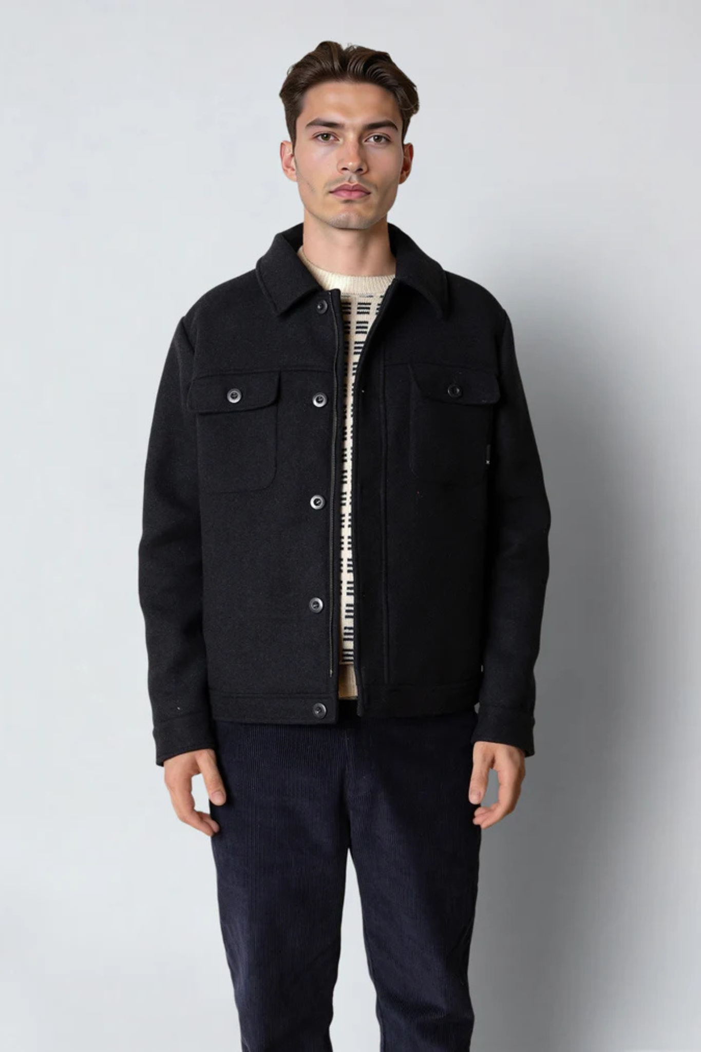 LUKE WOOL JACKET - DARK NAVY
