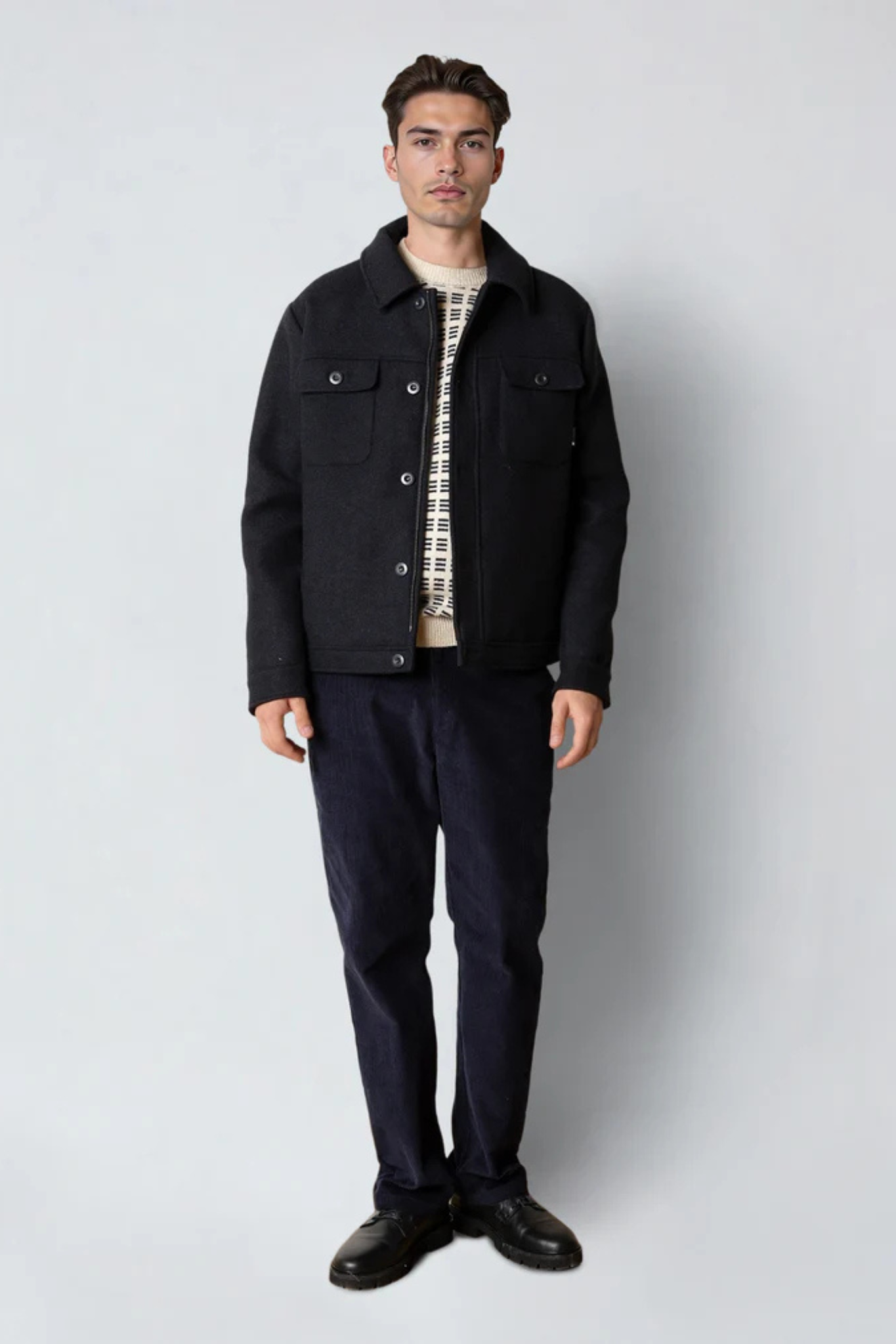 LUKE WOOL JACKET - DARK NAVY