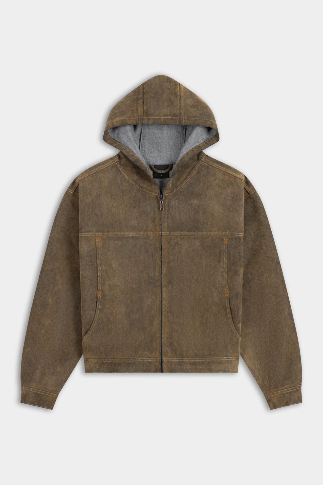 VELVET SHIELD DENIM JACKET - BROWN