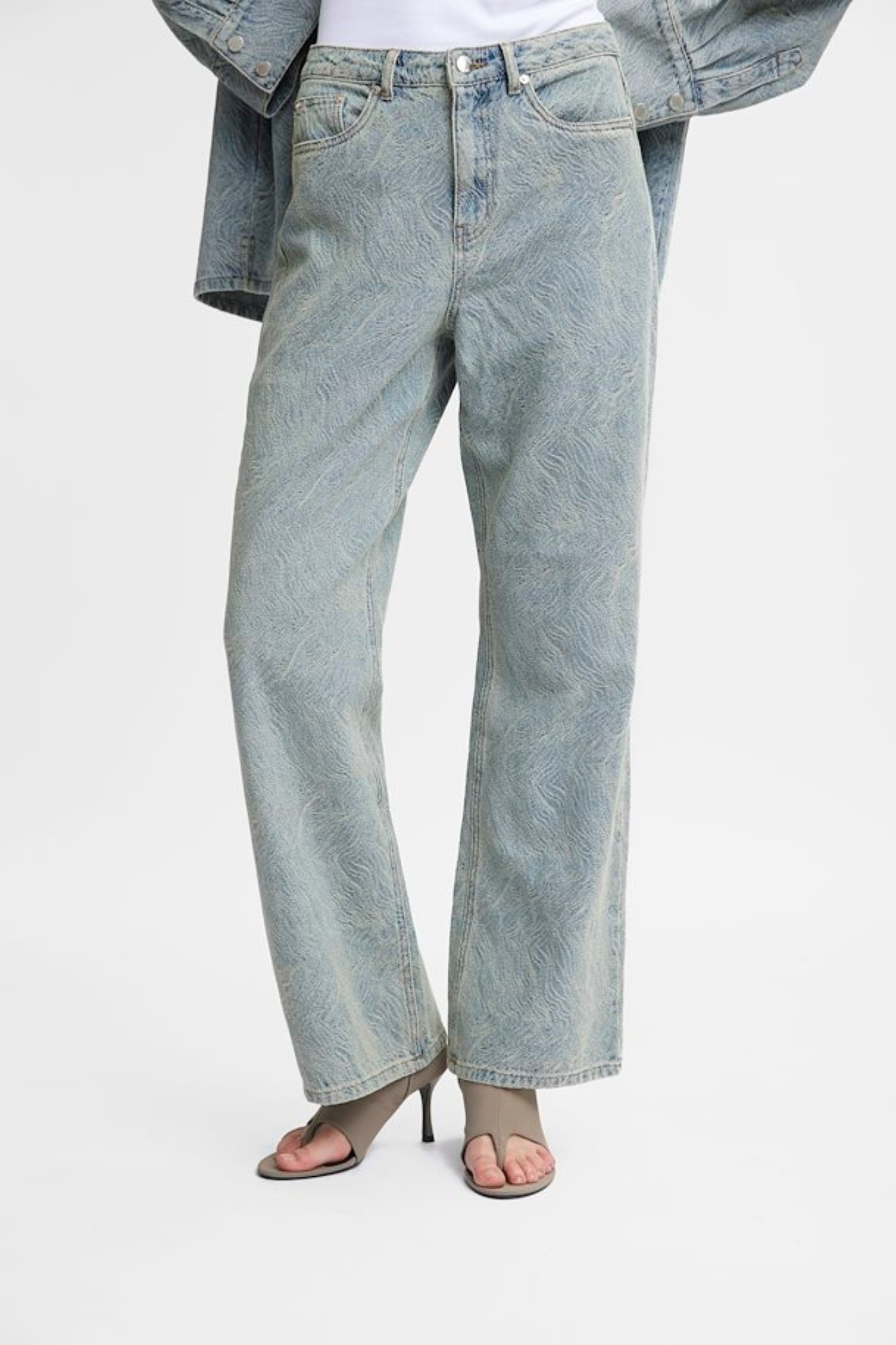 GIANNA WIDE JEANS - BLUE/WHITE MARBLE