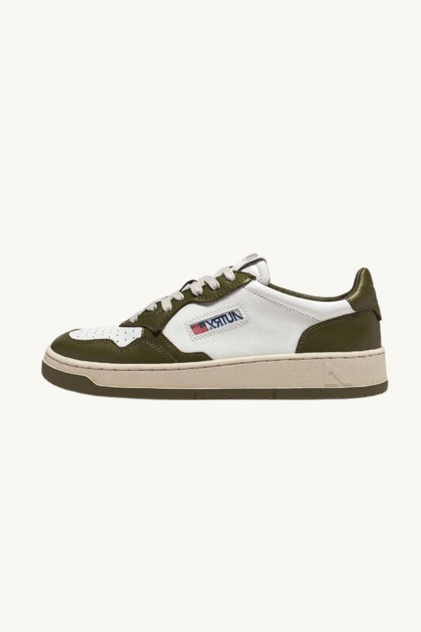 AULM-WB33 - MEDALIST LOW SNEAKERS IN TWO-TONE LEATHER COLOR WHITE AND OLIVA