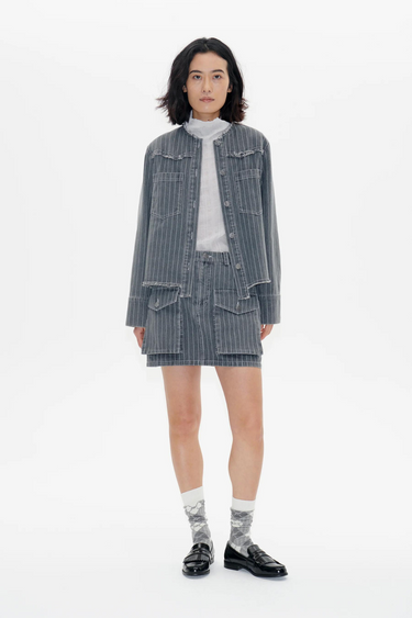 BO JACKET - GREY PINSTRIPE DENIM