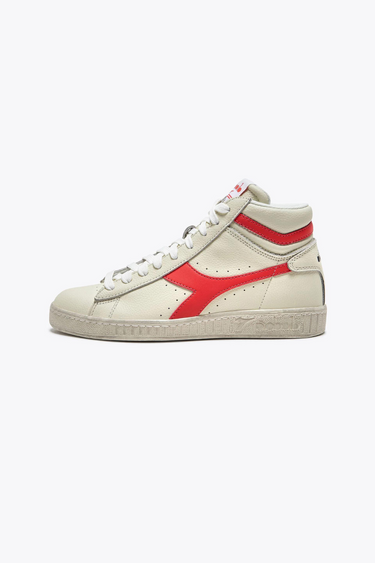 GAME L HIGH FLUO WAXED SNEAKER - SUPER WHITE/HOT CORAL