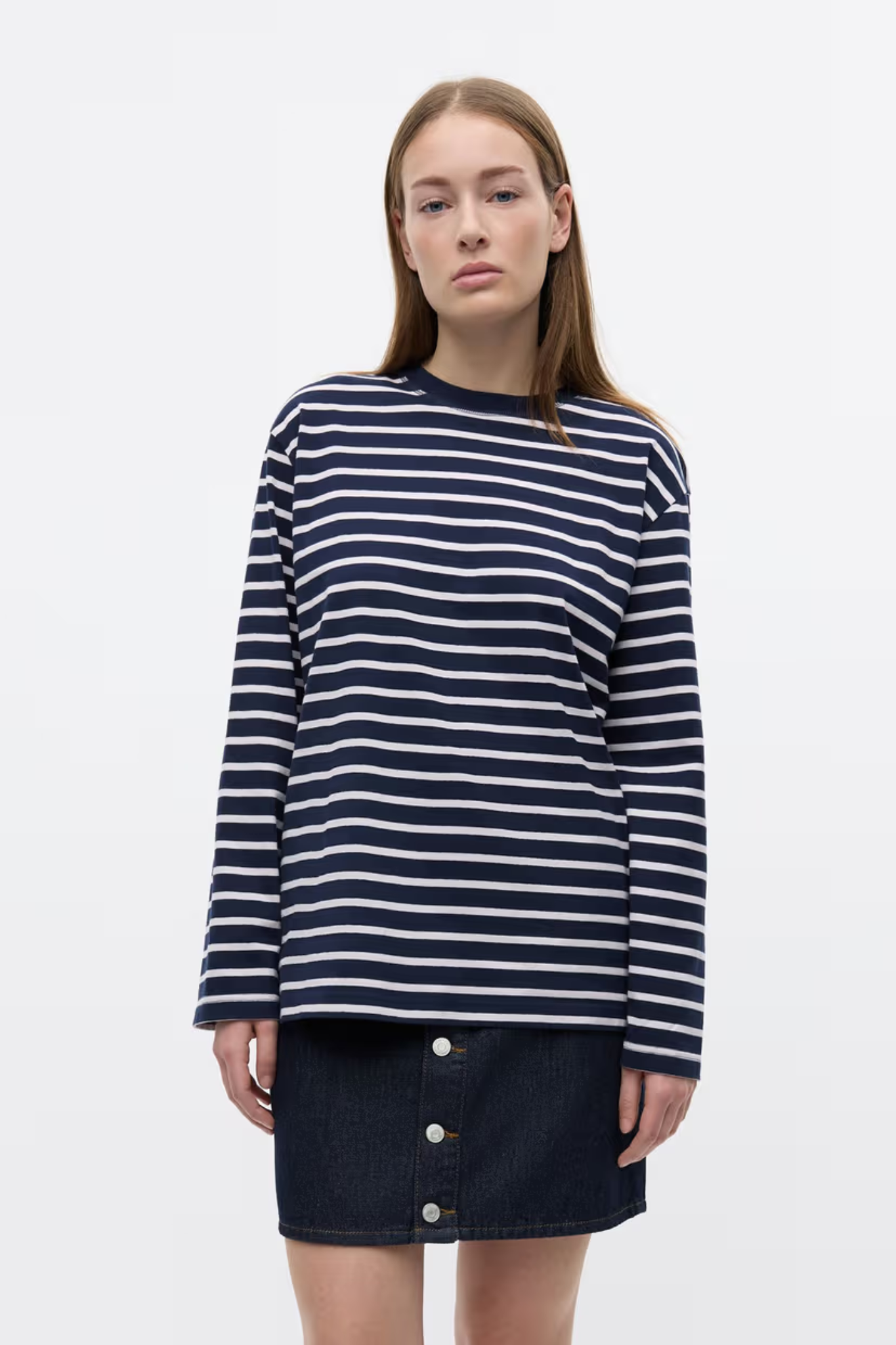KULLA LS STRIPE T-SHIRT - NAVY FOG STRIPE