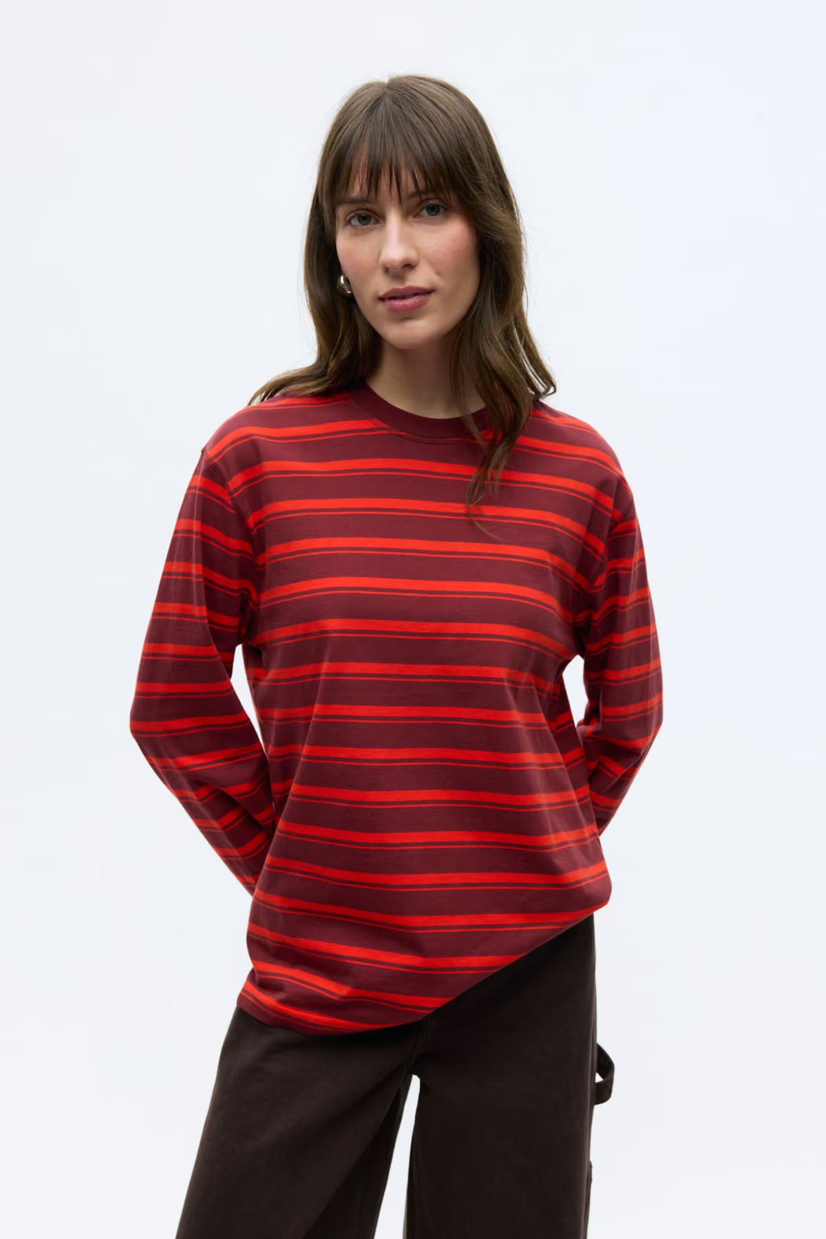 KULLA LS STRIPE - MAROON FIERY RED STRIPE