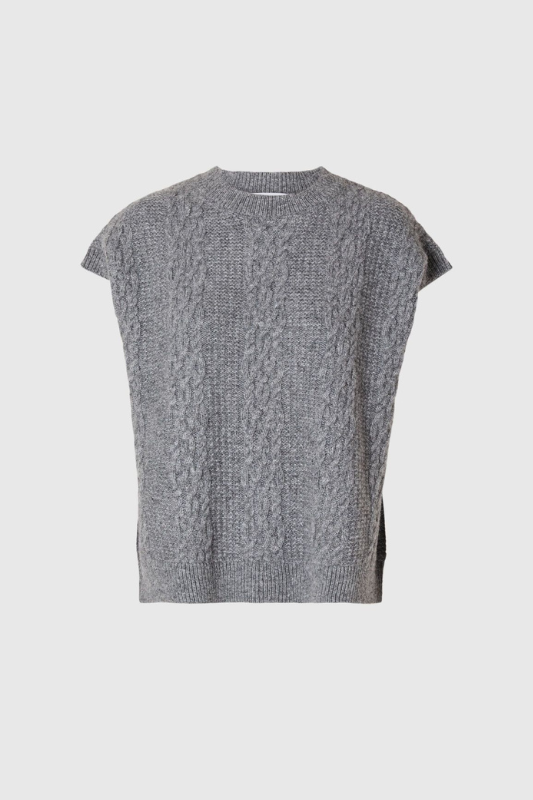 SLFELINA MARIE KNIT VEST - MEDIUM GREY MELANGE