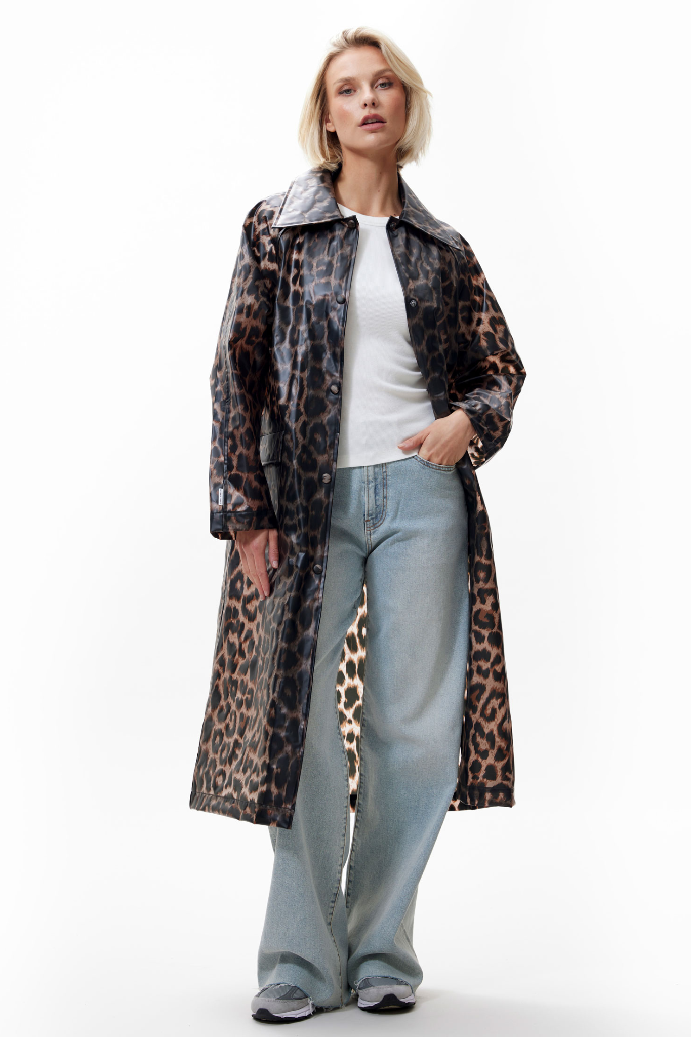 LEOPARD RAIN COAT - GREY MORN