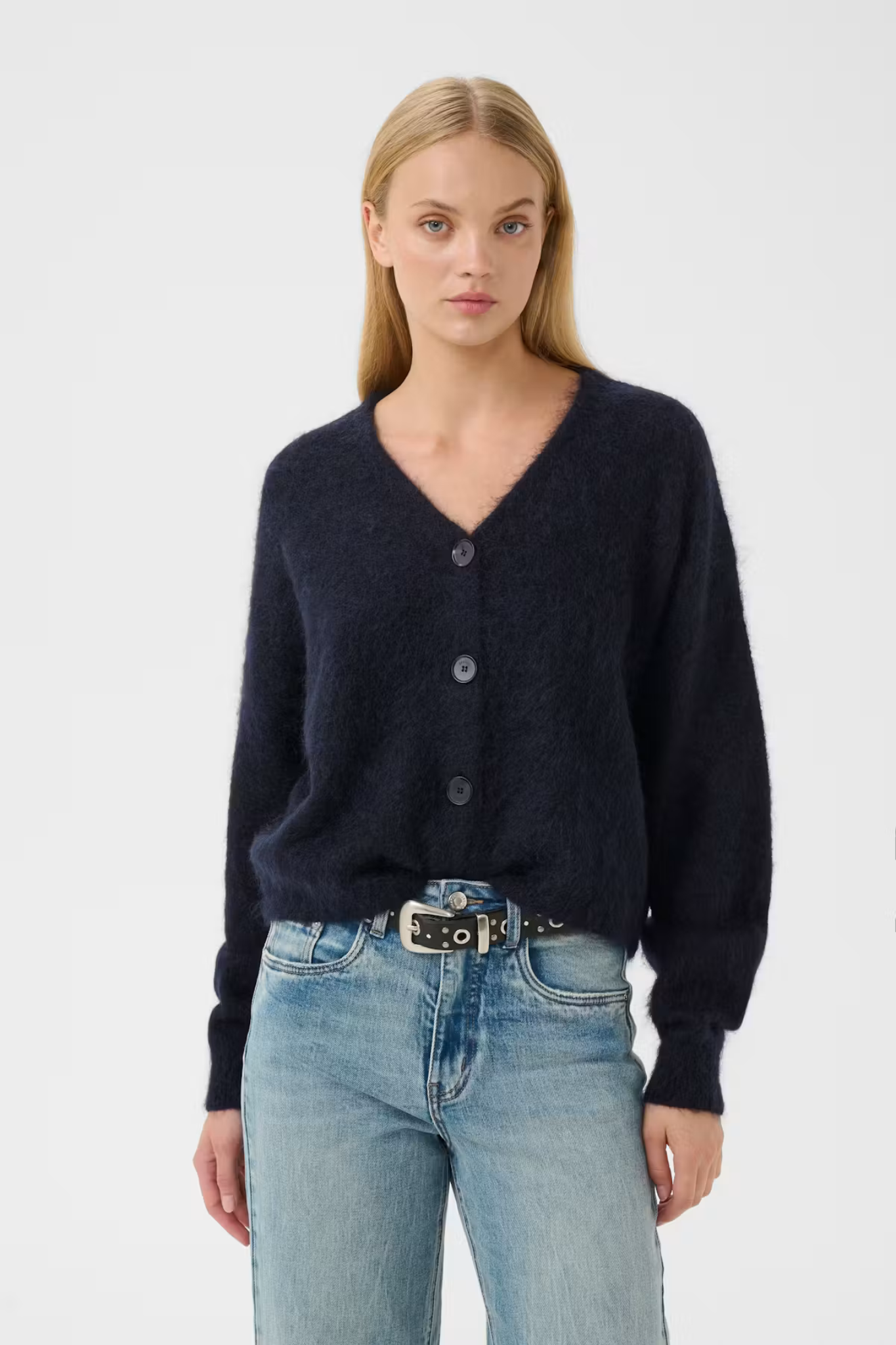 DEBBIE V CARDIGAN - NAVY MELANGE