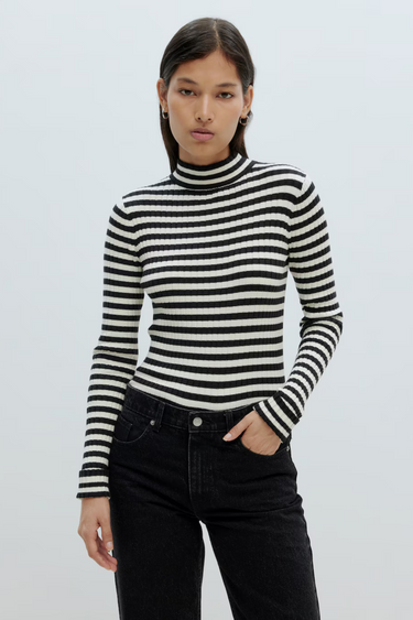 JANNICE JUMPER  - ANTIQUE WHITE/BLACK STRIPED