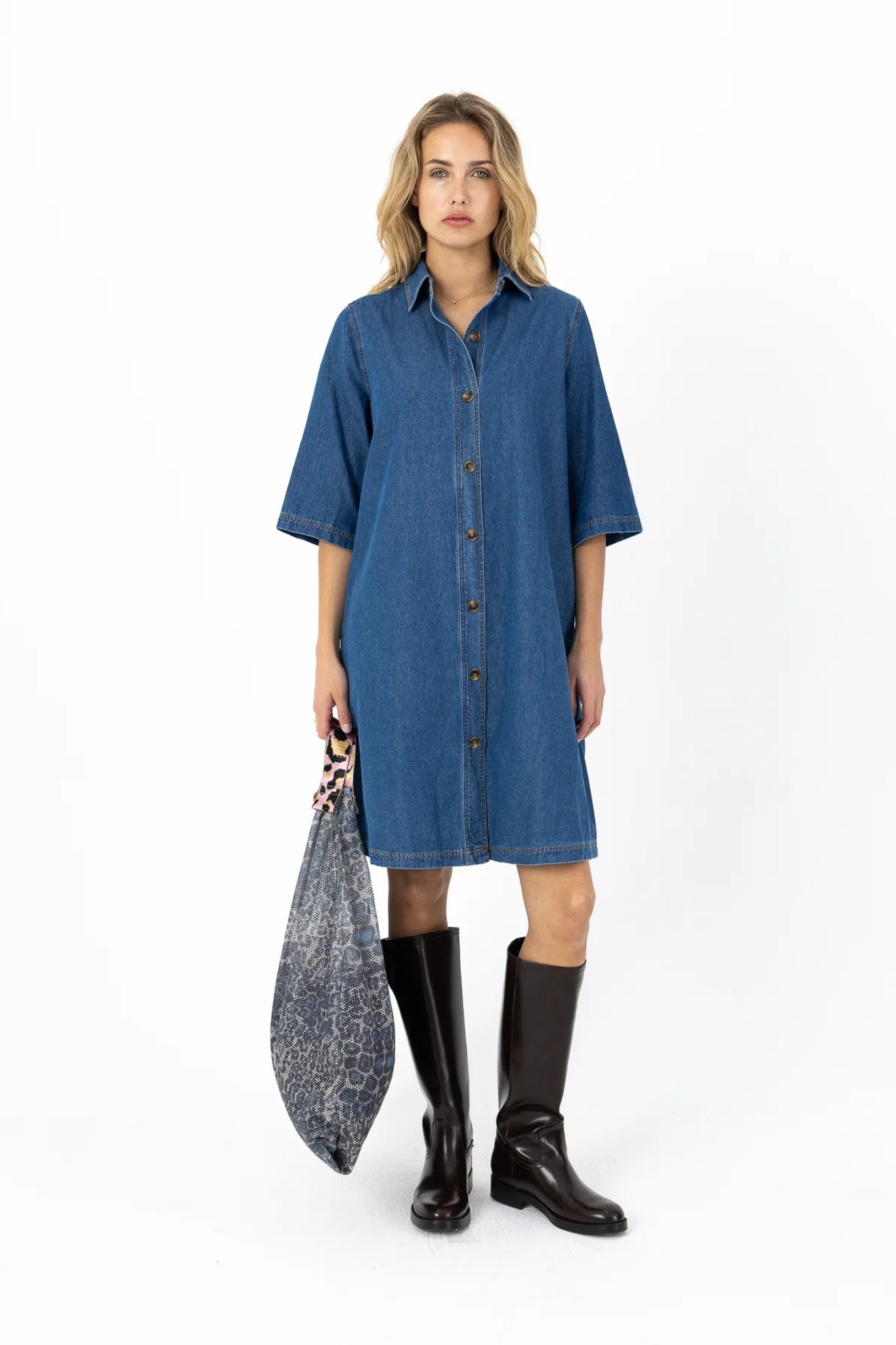 ELLIS DENIM DRESS - DENIM BLUE