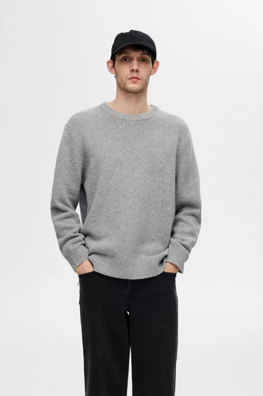 SLHCODY LS KNITWEAR NECK NOOS - LIGHT GREY MELANGE