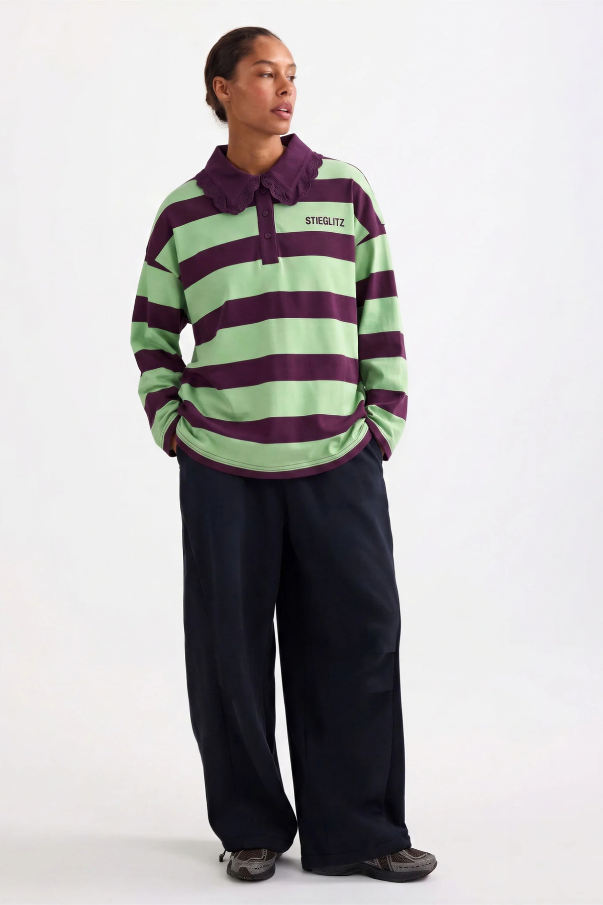 DANILA WIDE LONGSLEEVE POLO - GREEN