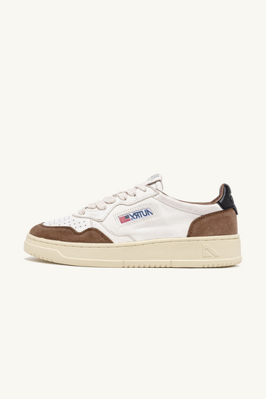 AULW-GS21 - MEDALIST LOW SNEAKERS IN SUEDE POWDER AND SOFT GOATSKIN COLOR WHITE AND BROWN