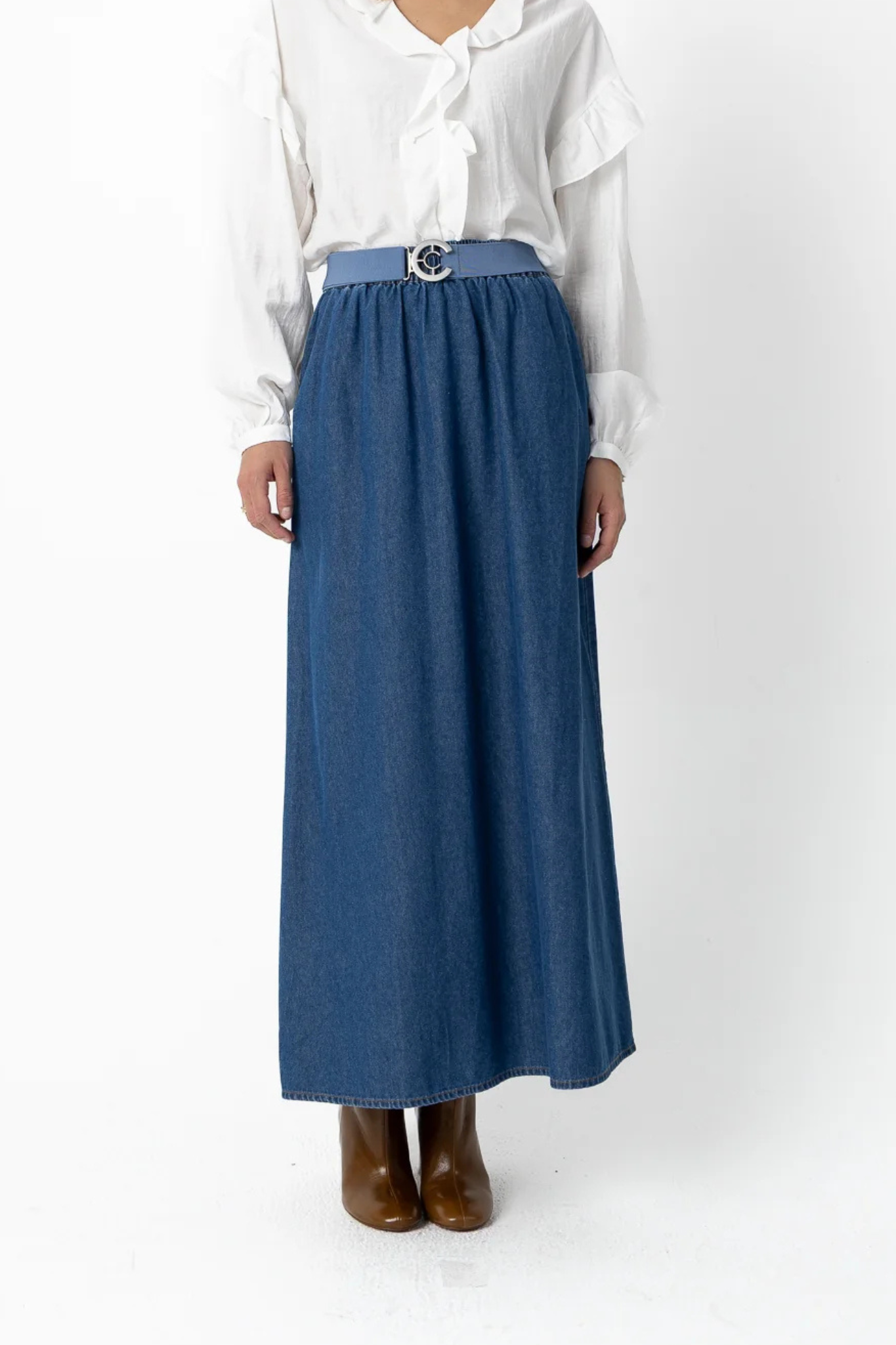 ELLIS DENIM SKIRT - DENIM BLUE