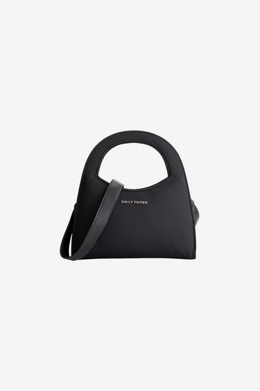 Daily Paper Codu padded nylon bag in black. Front flatlay view