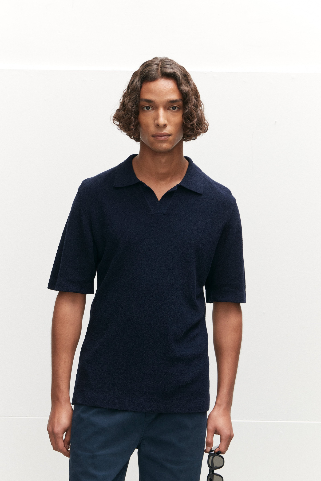 PBOUCLE KNIT POLO  - NAVY