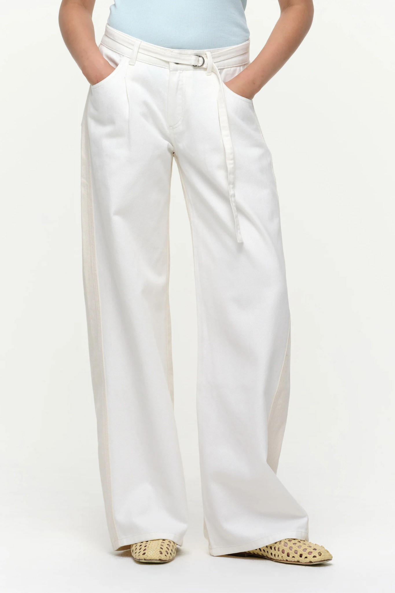 EVE CARRY OVER DENIM PANTS - WHITE