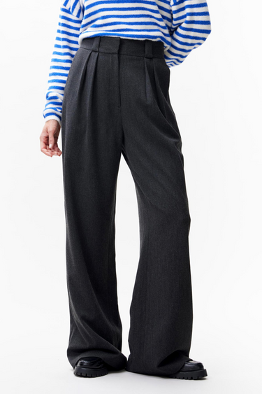 RELAXED TAILORED TROUSERS - DARK GREY MEL