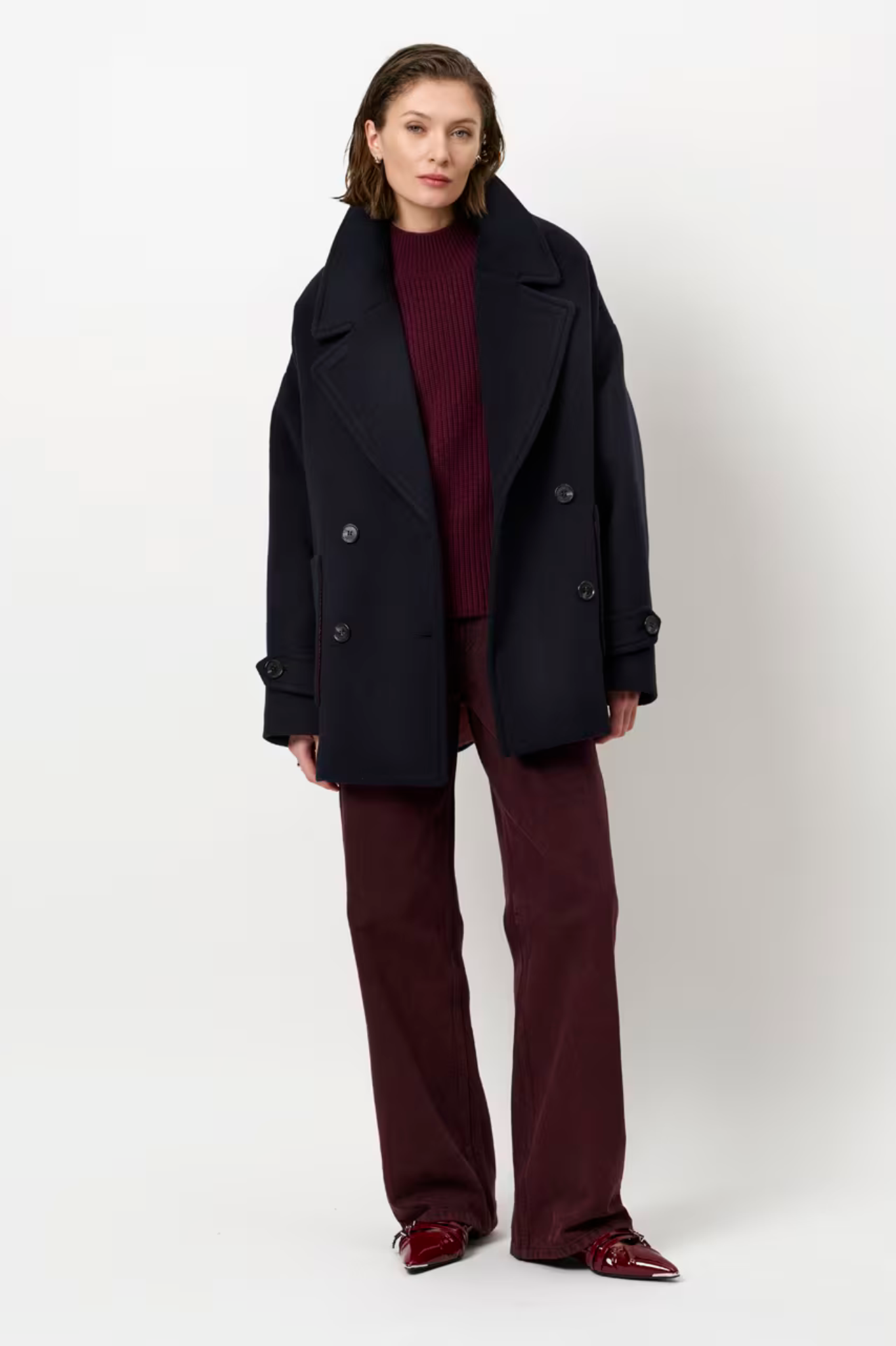 NUIT WIDE LEG JEANS - MULBERRY RED