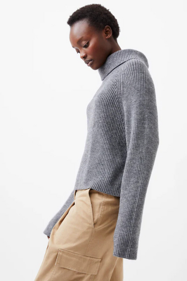 MERSAI ROLL NECK JUMPER - STONE GREY MELANGE